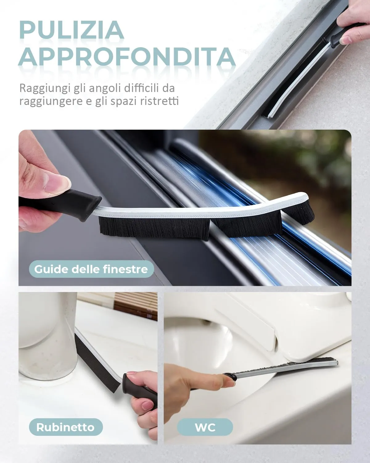 SXhyf Spazzole per Pulizia Fughe e Fessure con Setole Dure, Set da 3 Pezzi - immagine 2