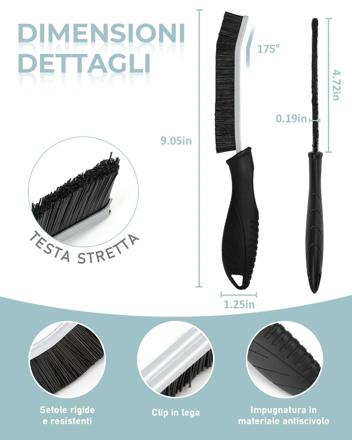 SXhyf Spazzole per Pulizia Fughe e Fessure con Setole Dure, Set da 3 Pezzi - immagine 5