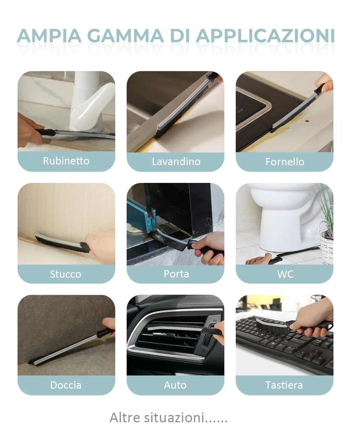 SXhyf Spazzole per Pulizia Fughe e Fessure con Setole Dure, Set da 3 Pezzi - immagine 7