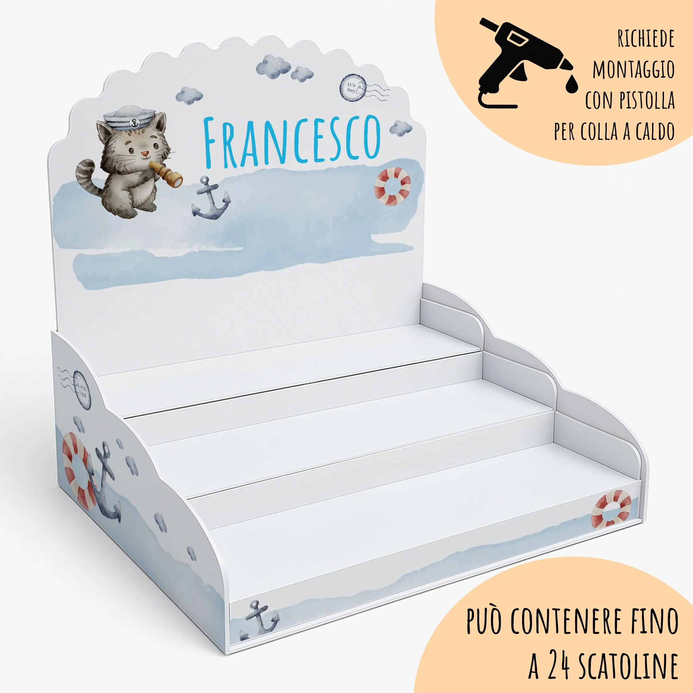 PV Grafik Scatoline Portaconfetti Nascita e Battesimo Personalizzate, Set 24+24 con Bigliettino e Nastrino, Tunna76 - immagine 3