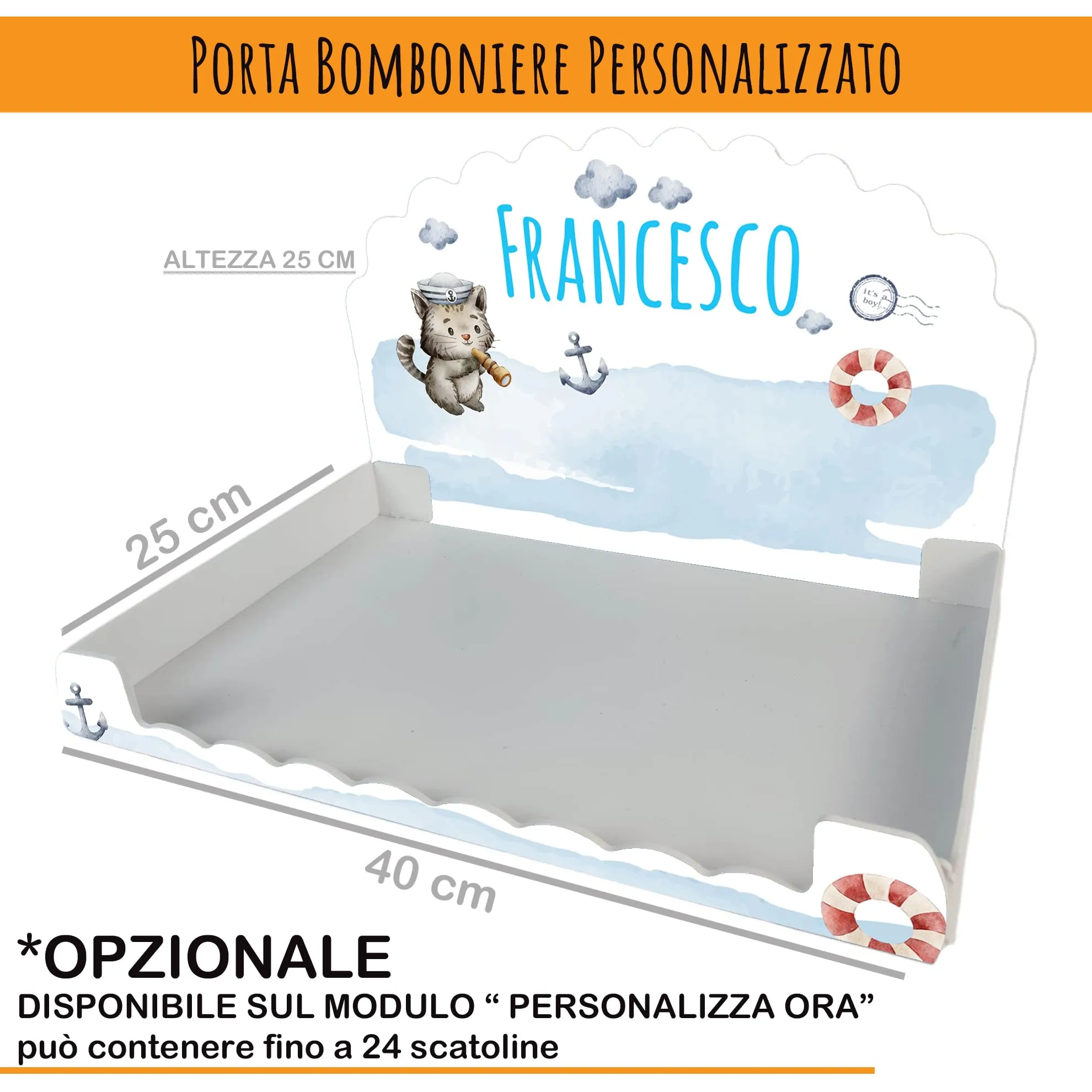 PV Grafik Scatoline Portaconfetti Nascita e Battesimo Personalizzate, Set 24+24 con Bigliettino e Nastrino, Tunna76 - immagine 4