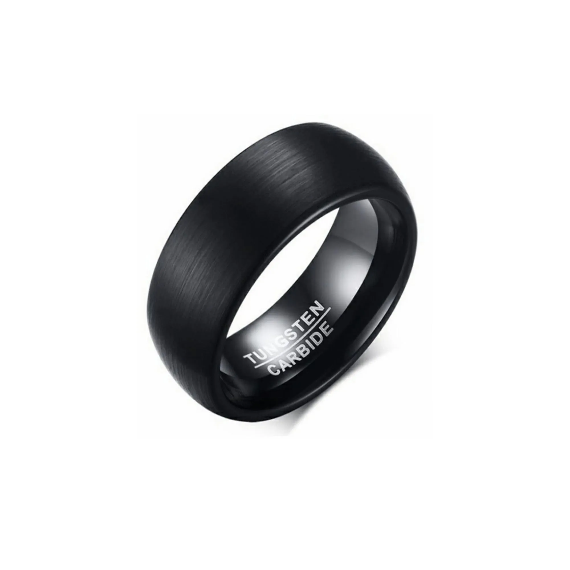 MAGIIE Anello Uomo 8mm in Acciaio Inossidabile Nero Linee, Misura 20 - immagine 1