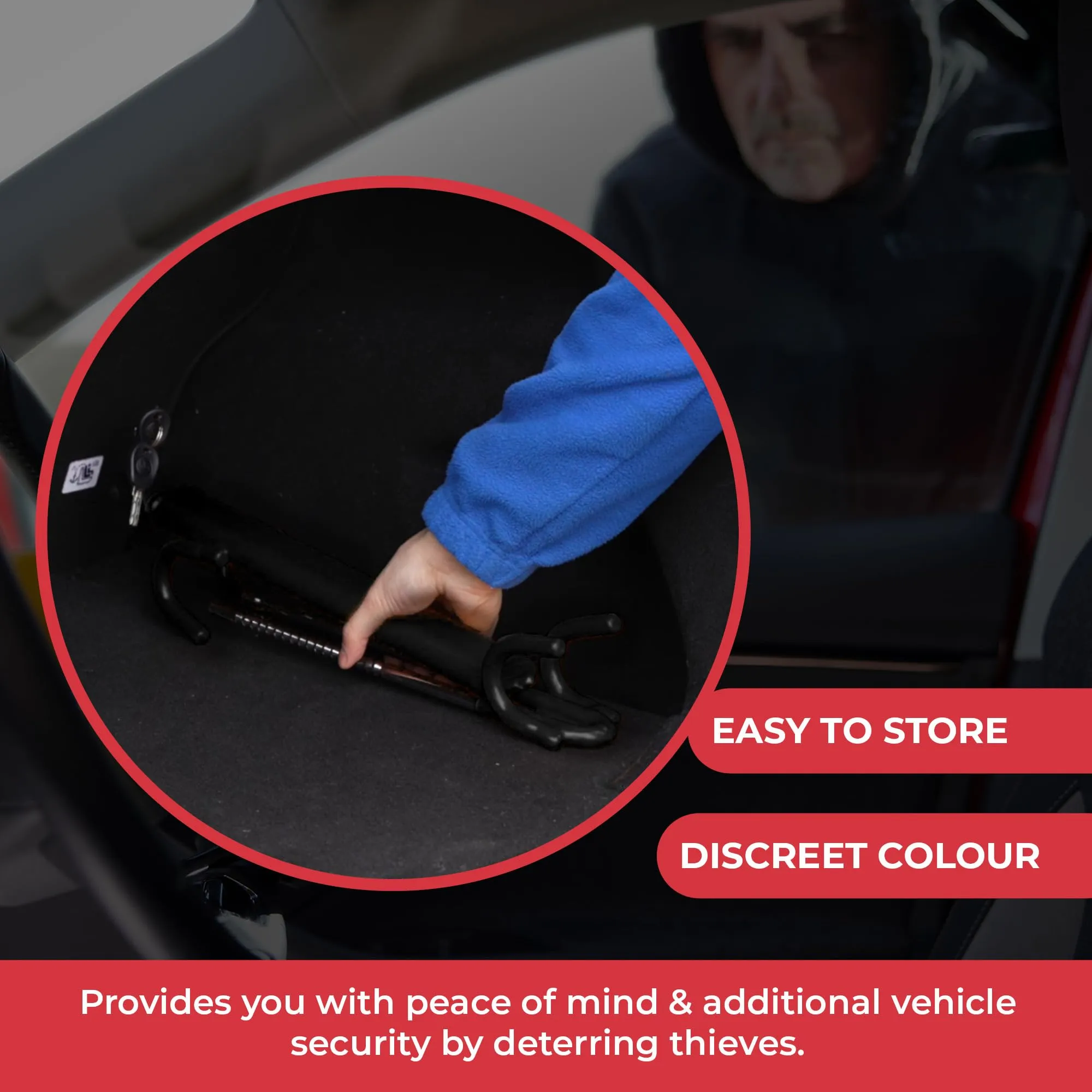 GADLANE Blocca Volante Universale Antifurto per Auto, Furgone e Roulotte con 2 Chiavi, Nero - immagine 6