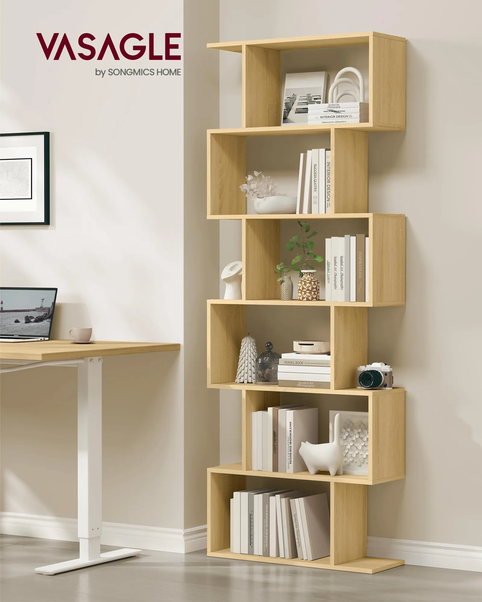 VASAGLE Custos Scaffale a 6 Ripiani, 24 x 70 x 191,6 cm, Rovere Naturale LBC061T70V1 - immagine 2
