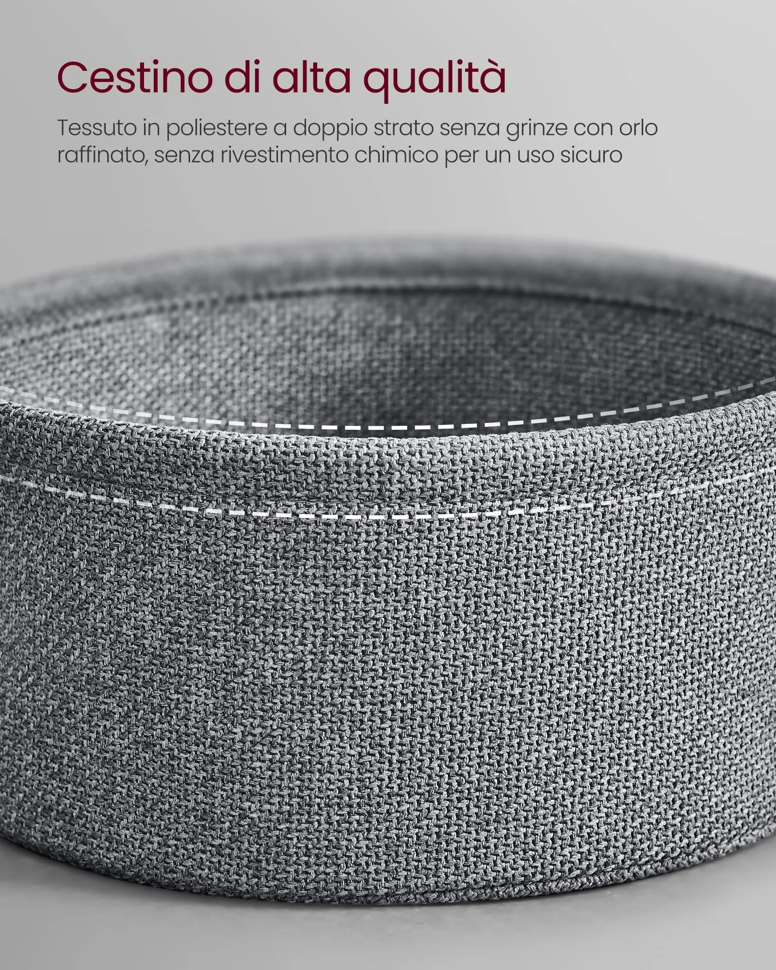 VASAGLE Tavolino Rotondo con Cestino in Tessuto e Multipresa, Nero Ebano e Grigio Ardesia, LET228B02 - immagine 7