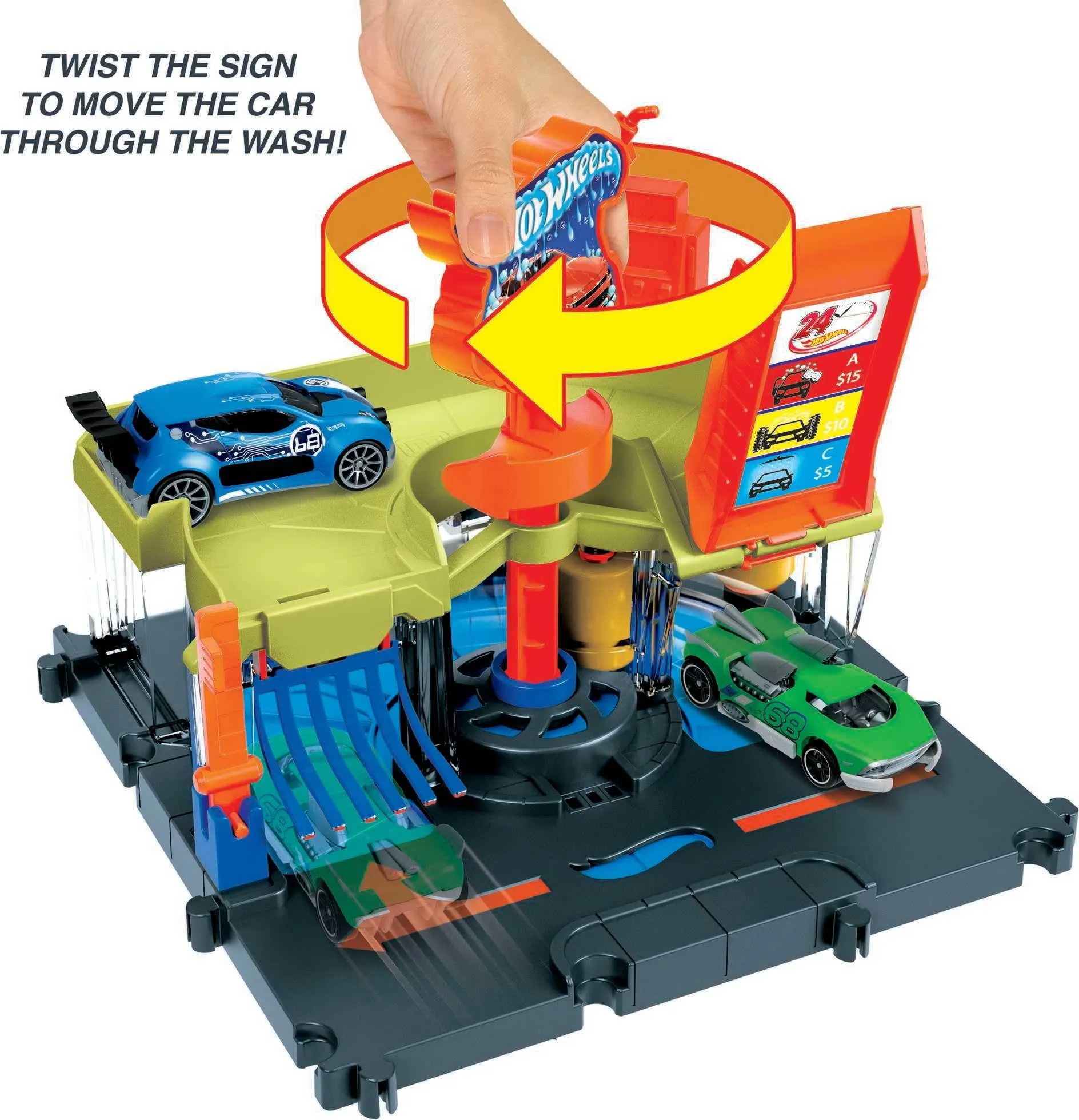 Hot Wheels City Autolavaggio Express Playset con Macchinina, HDR27 - immagine 3