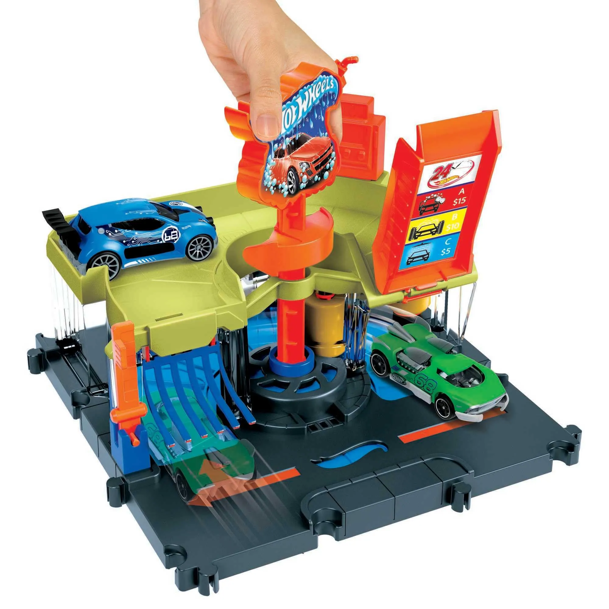 Hot Wheels City Autolavaggio Express Playset con Macchinina, HDR27 - immagine 4