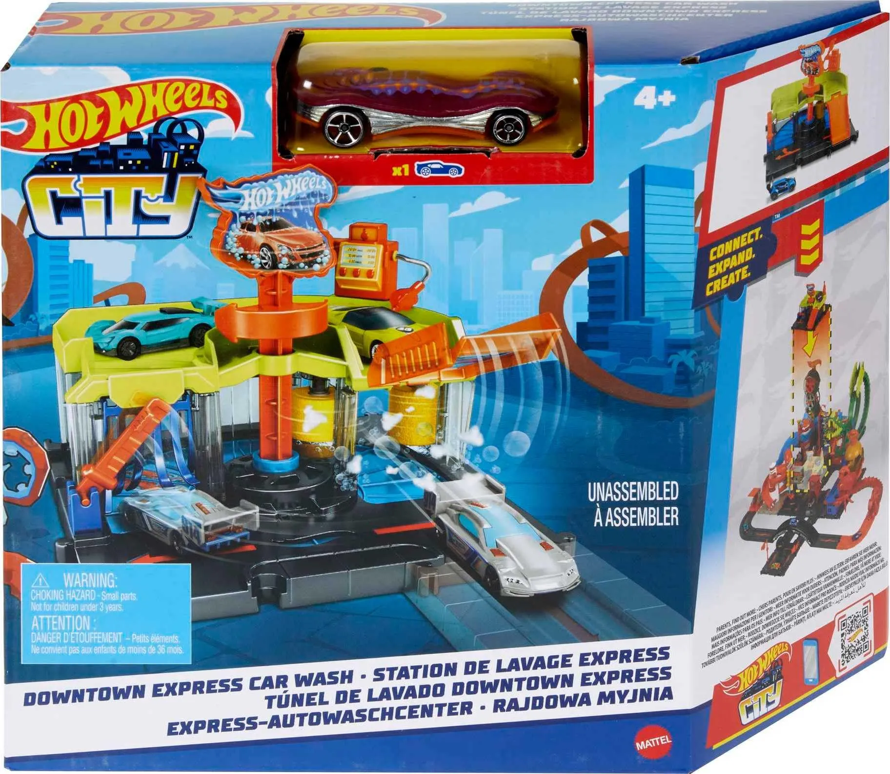 Hot Wheels City Autolavaggio Express Playset con Macchinina, HDR27 - immagine 7