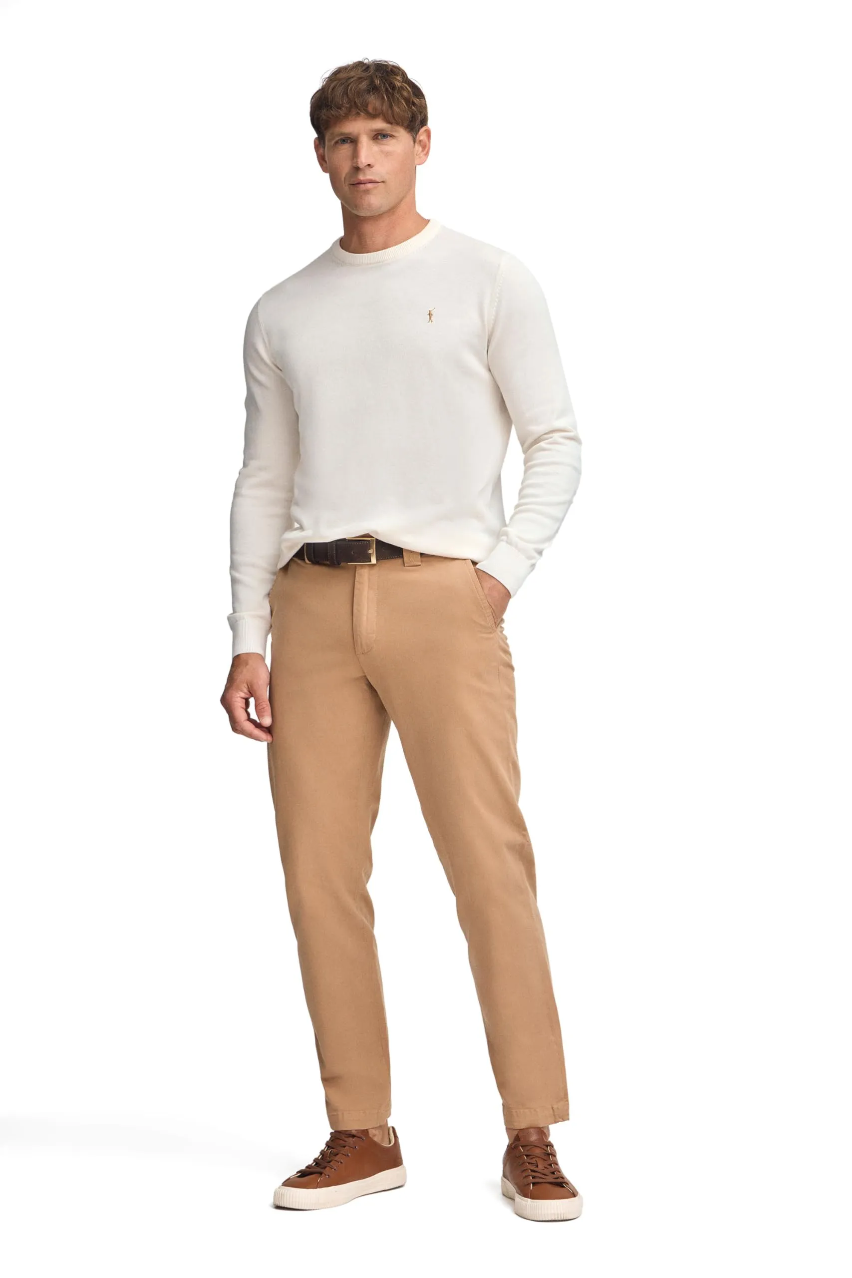 Polo Club Maglione Uomo Basico Marrone 100% Cotone con Logo Ricamato - immagine 3