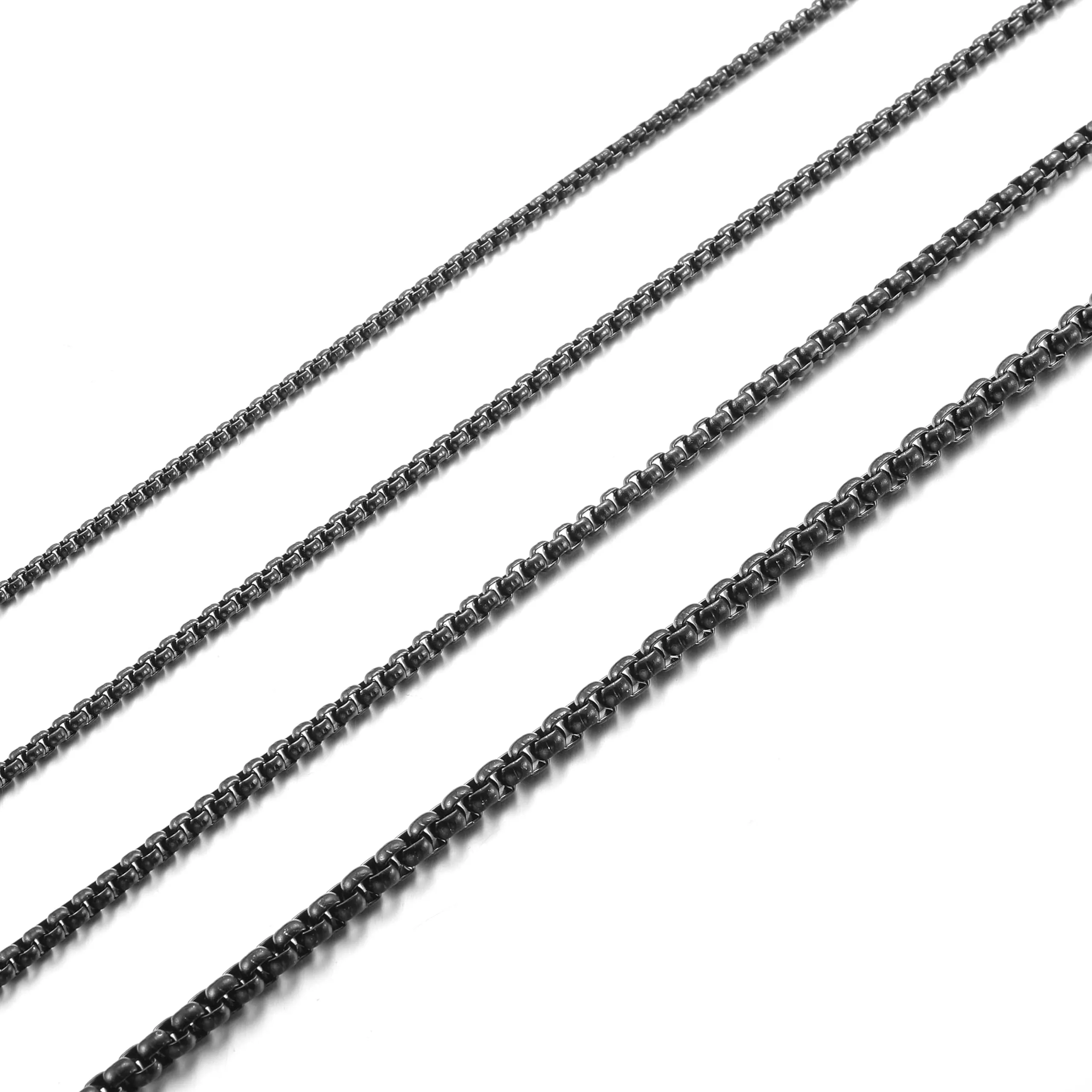 AFSTALR Collana a Maglia Veneziana in Acciaio Inossidabile Nero, 2mm, 60cm - immagine 1