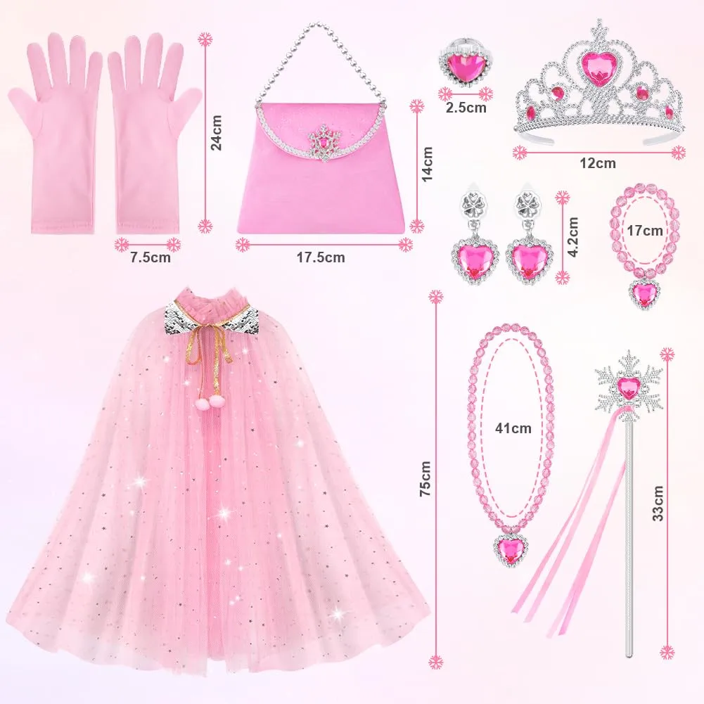 Vicloon Set Mantello da Principessa con Accessori 11 Pezzi, Rosa - immagine 2