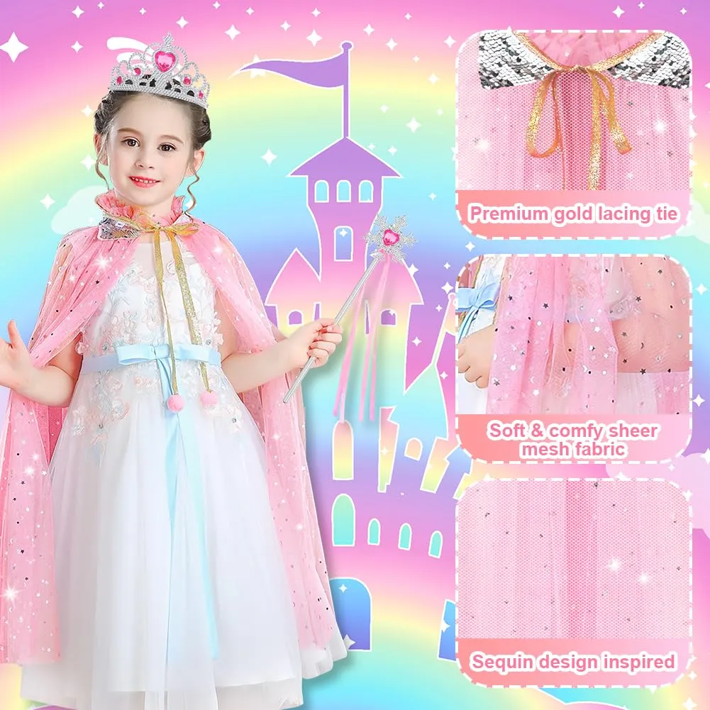 Vicloon Set Mantello da Principessa con Accessori 11 Pezzi, Rosa - immagine 3