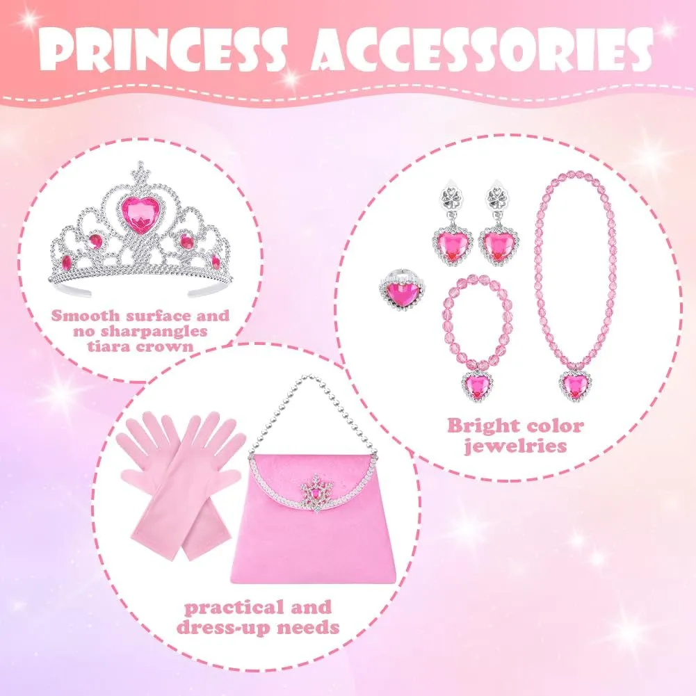 Vicloon Set Mantello da Principessa con Accessori 11 Pezzi, Rosa - immagine 4