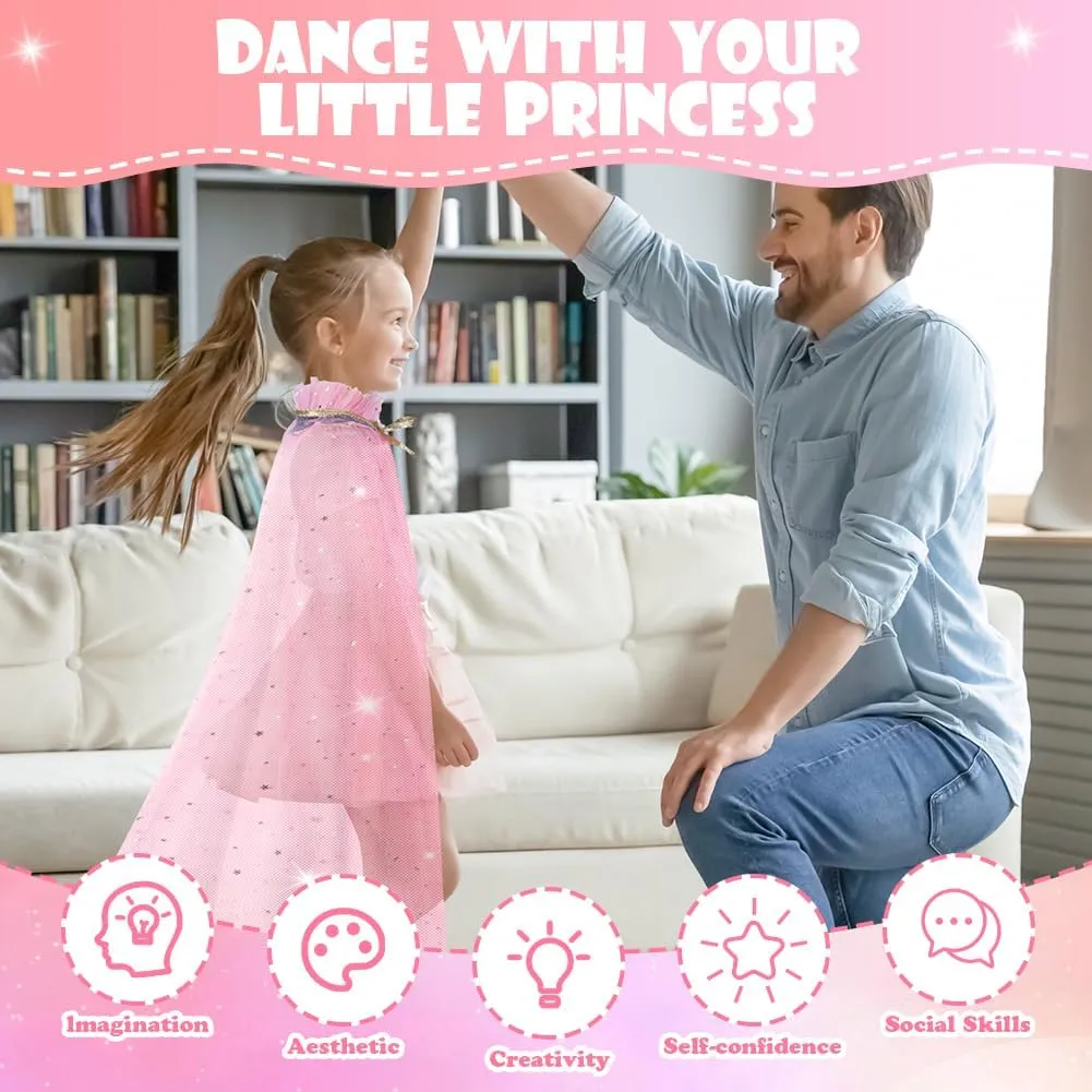 Vicloon Set Mantello da Principessa con Accessori 11 Pezzi, Rosa - immagine 5
