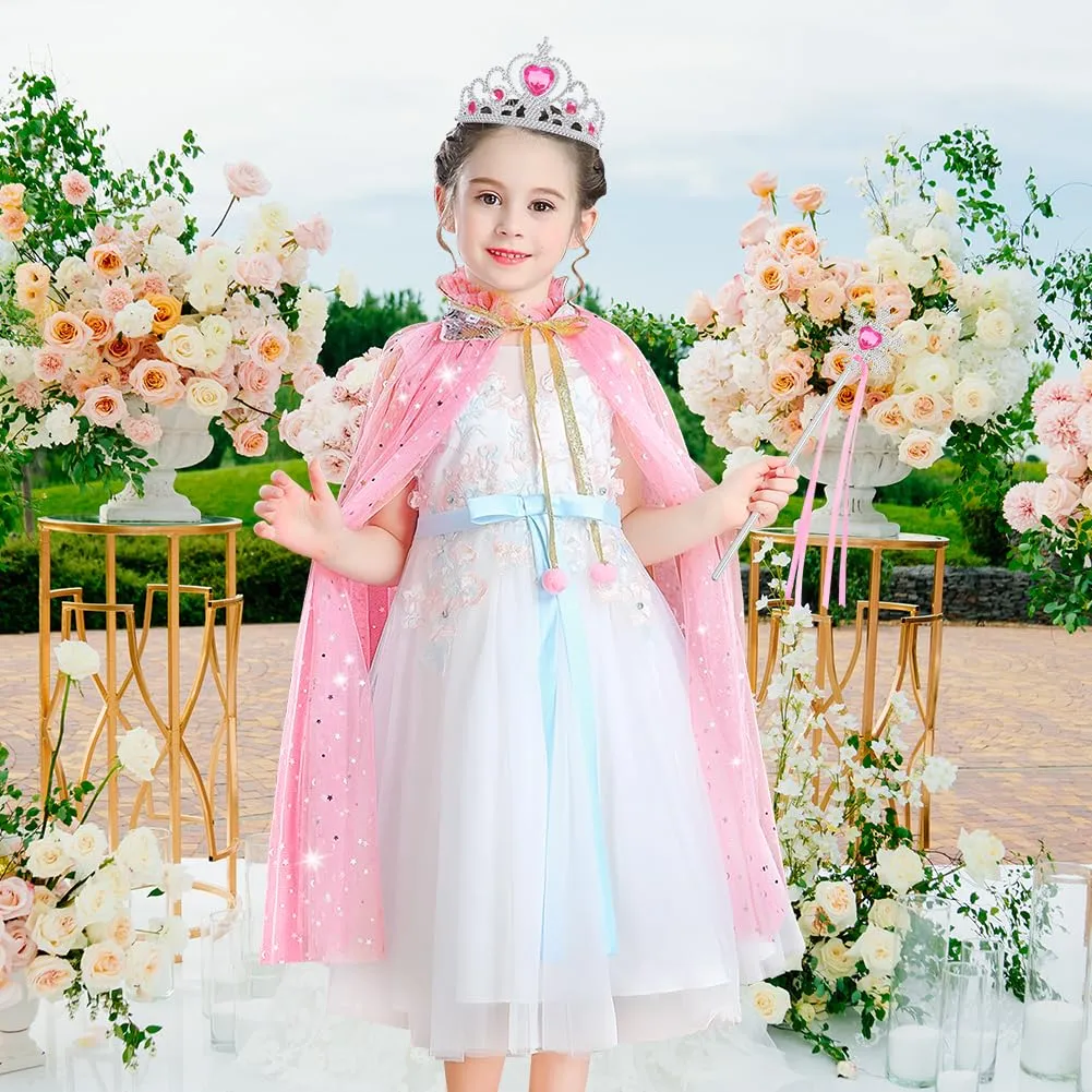 Vicloon Set Mantello da Principessa con Accessori 11 Pezzi, Rosa - immagine 6