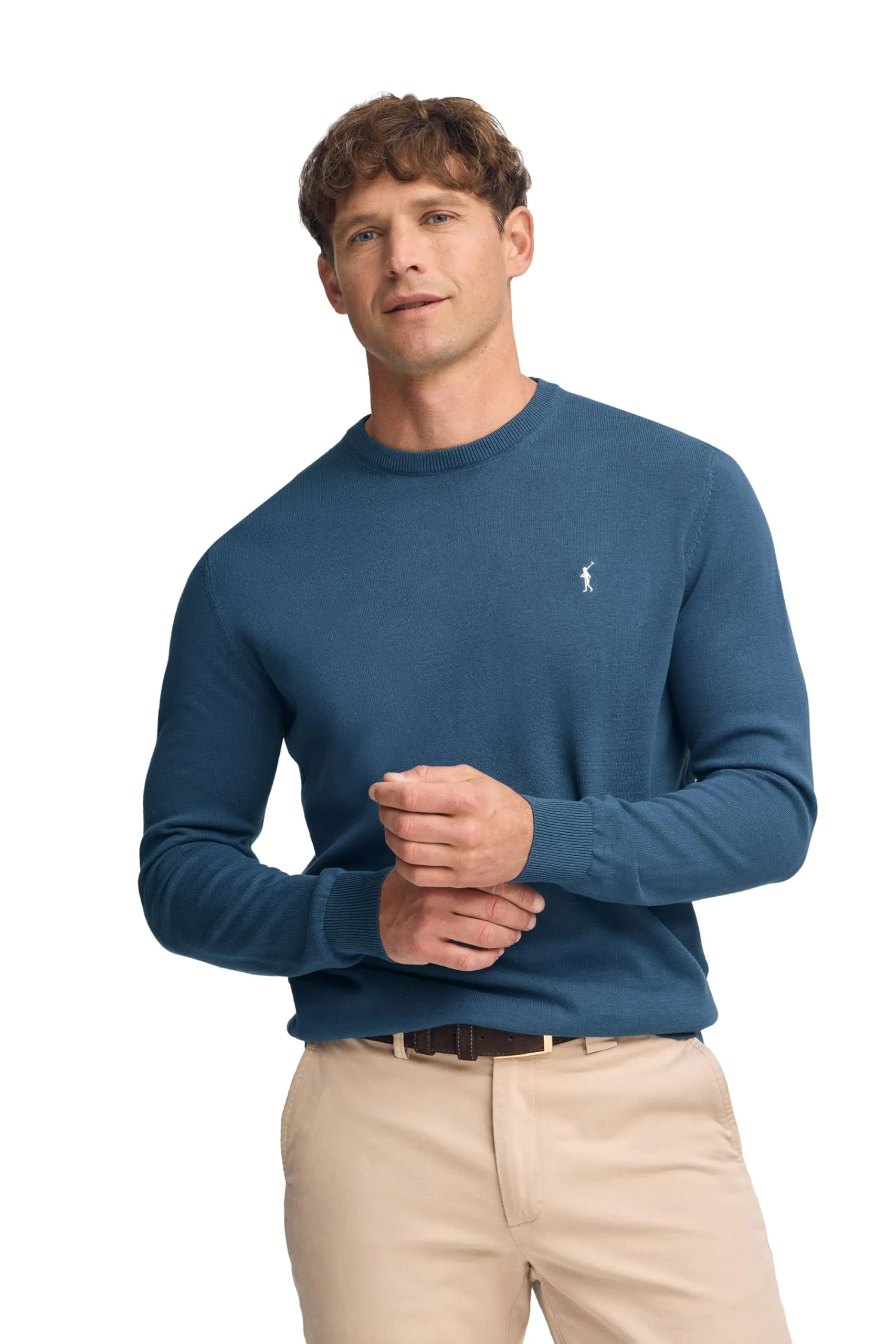 Polo Club Maglione Uomo Basico Blu 100% Cotone con Logo Ricamato - immagine 1