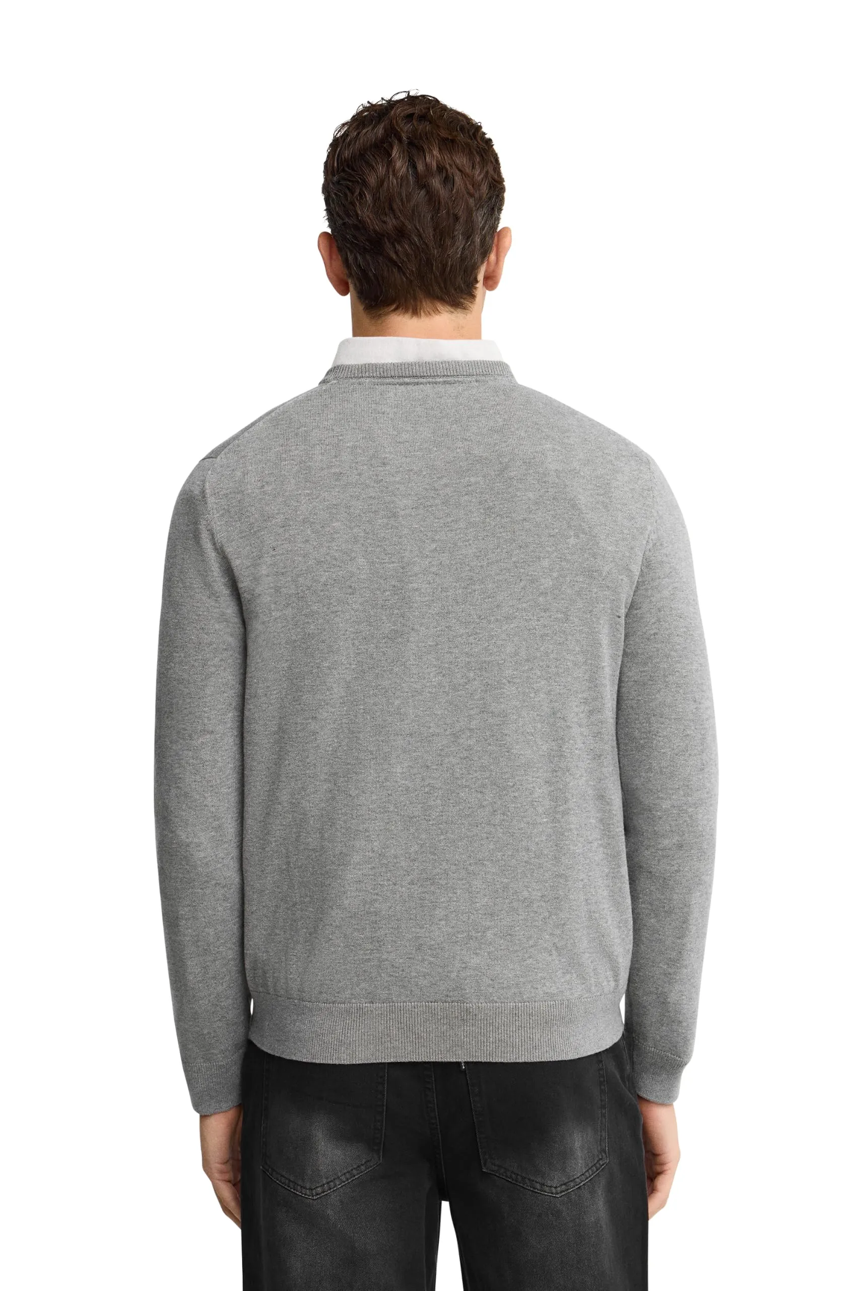 Polo Club Maglione Uomo Basico Grigio 100% Cotone con Logo Ricamato - immagine 2