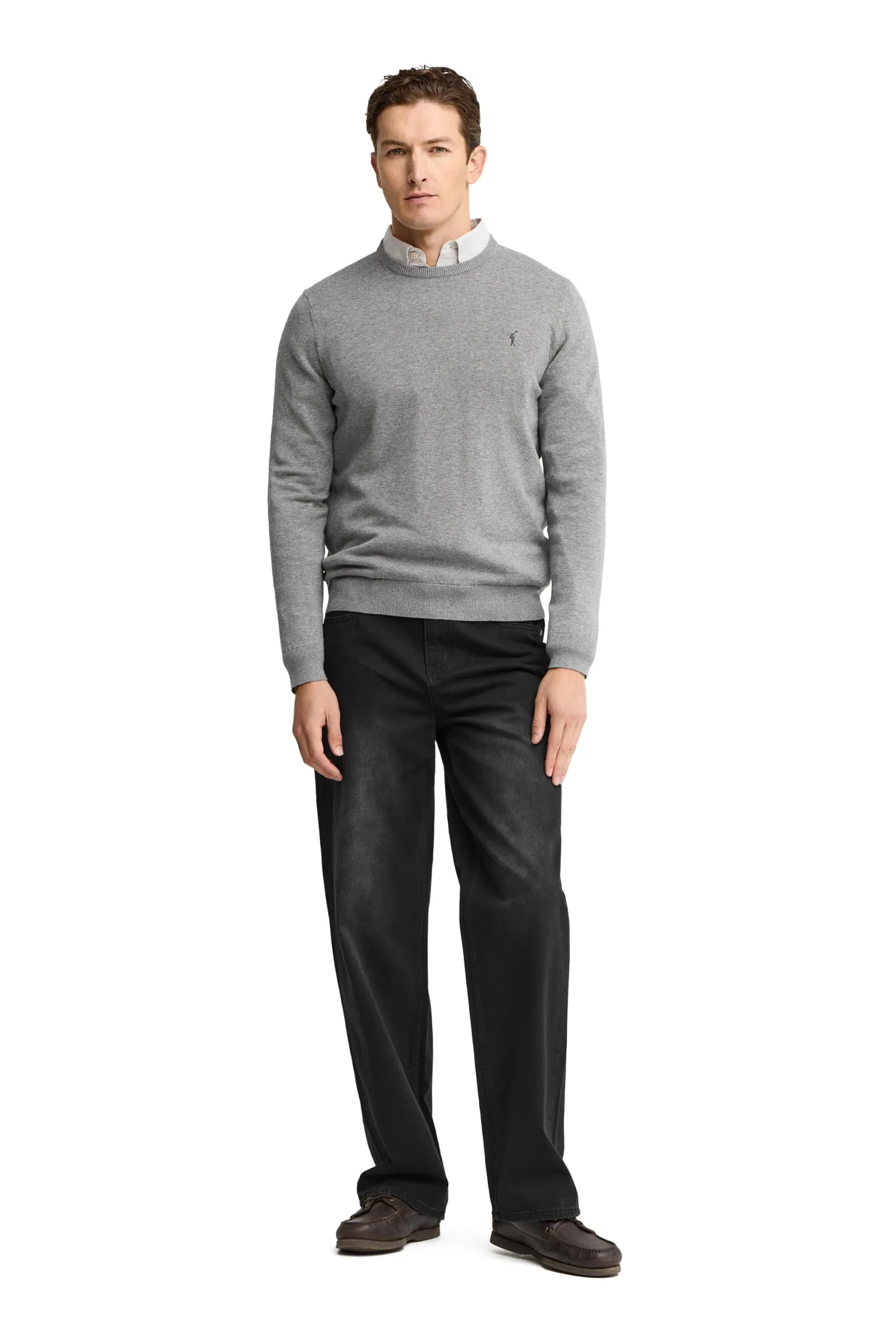 Polo Club Maglione Uomo Basico Grigio 100% Cotone con Logo Ricamato - immagine 4