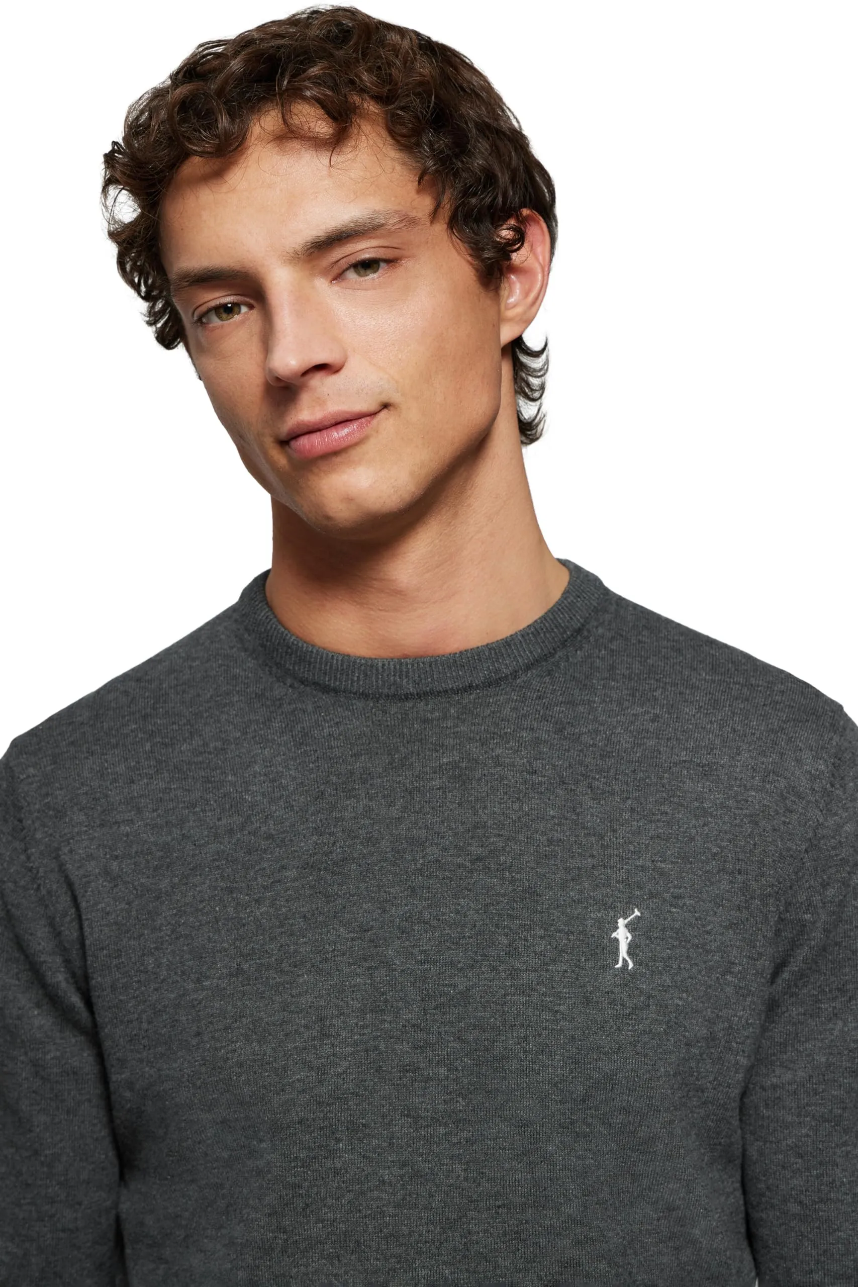 Polo Club Maglione Uomo Basico Grigio 100% Cotone con Logo Ricamato - immagine 3