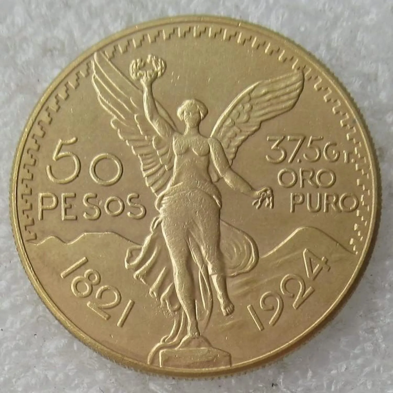 BoodLo Moneta Commemorativa Placcata in Oro, Copia 50 Pesos Messicani, 1924 - immagine 1