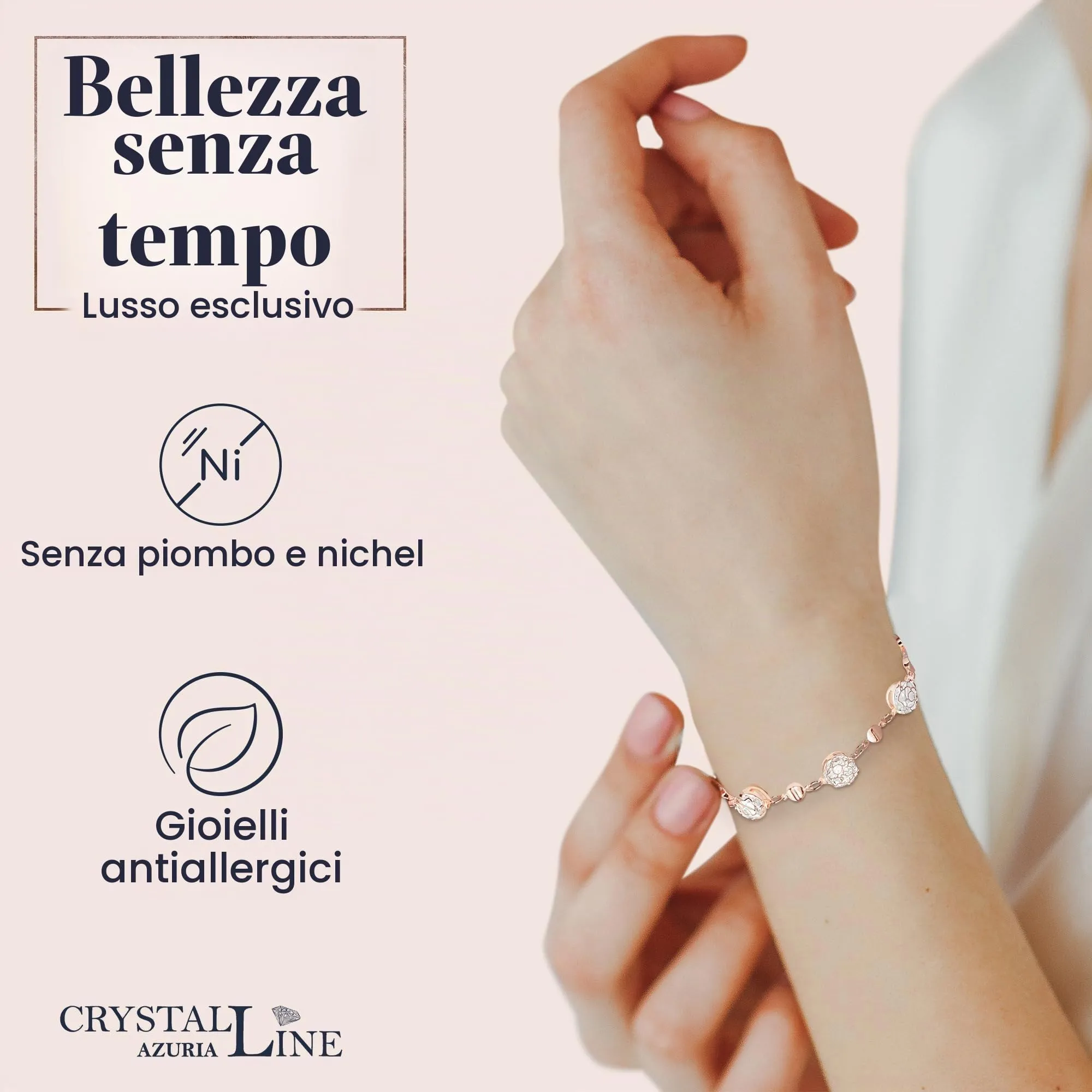 Crystalline Azuria Donna Parure Collana Orecchini e Bracciale Fiori Rose Cristalli 18ct Placcato Oro Rosa - immagine 3