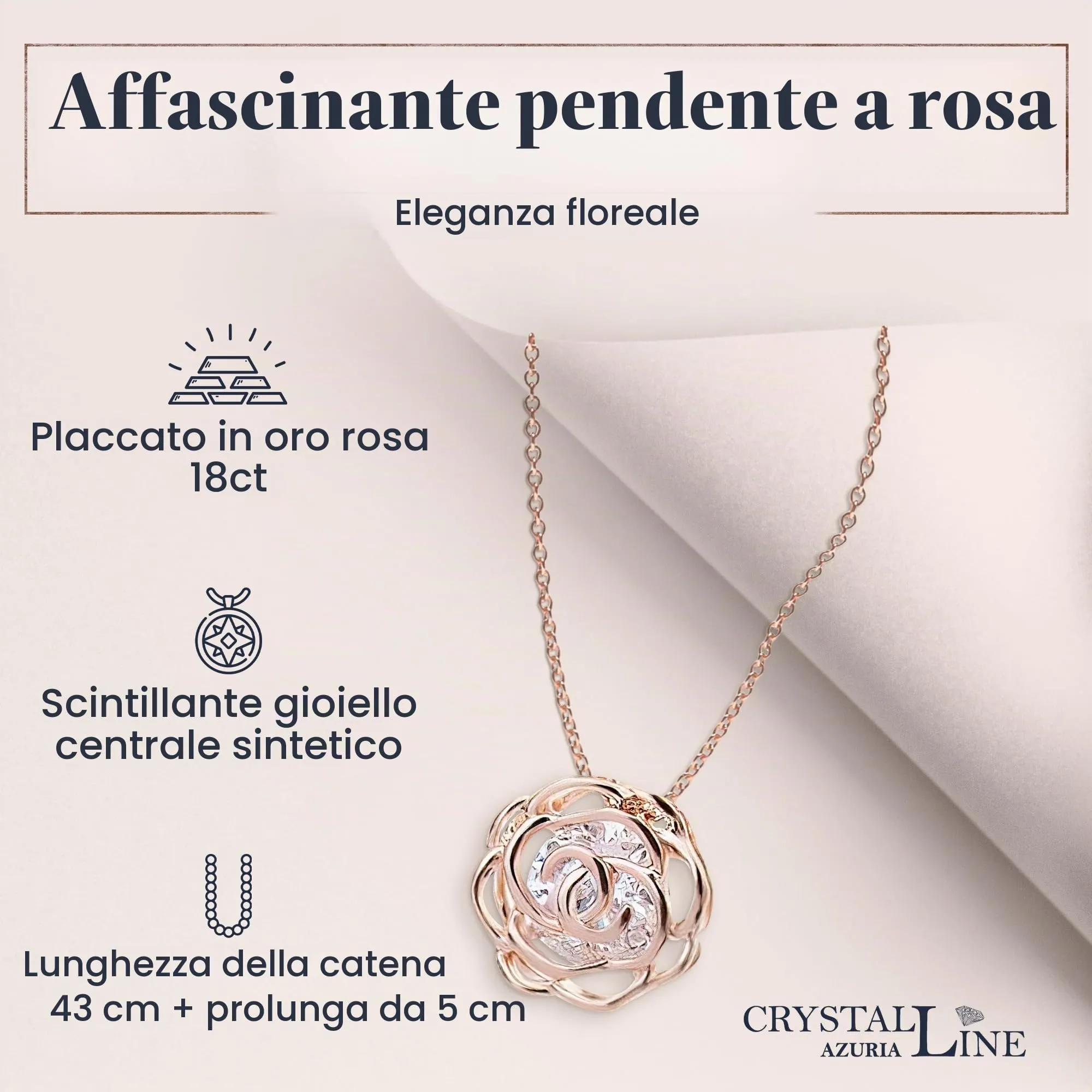 Crystalline Azuria Donna Parure Collana Orecchini e Bracciale Fiori Rose Cristalli 18ct Placcato Oro Rosa - immagine 4