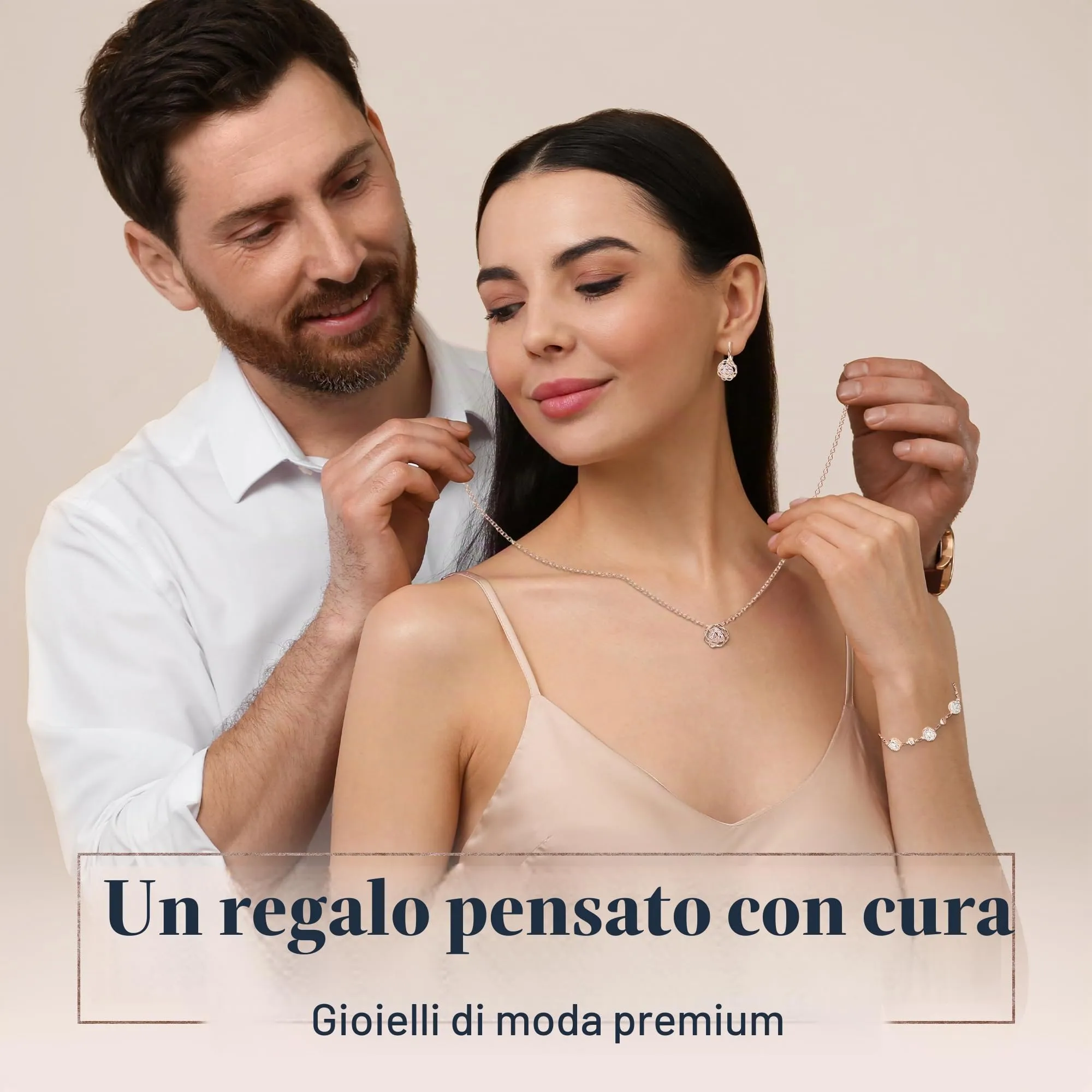 Crystalline Azuria Donna Parure Collana Orecchini e Bracciale Fiori Rose Cristalli 18ct Placcato Oro Rosa - immagine 7