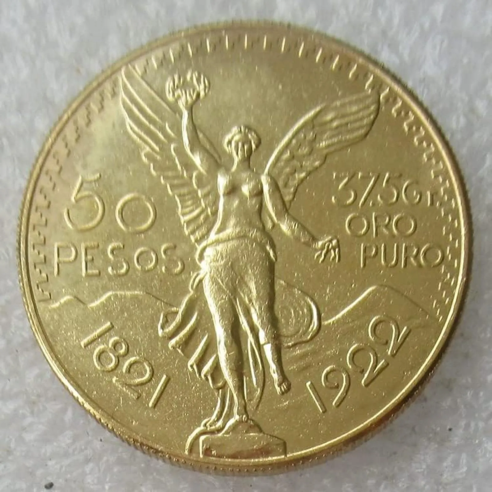 BoodLo Moneta commemorativa placcata in oro, Copia 50 pesos messicani, 1921 - immagine 7