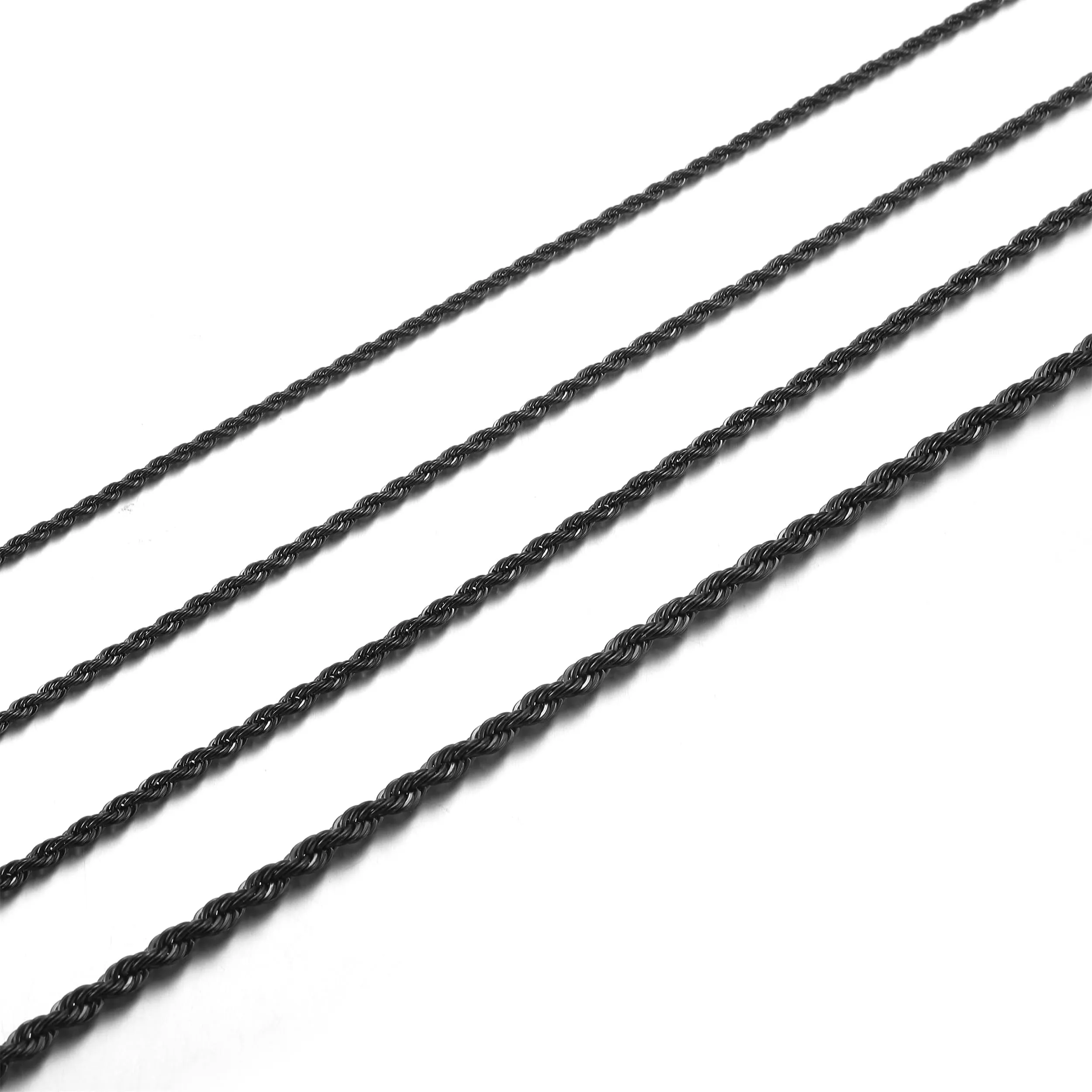 AFSTALR Collana Uomo Maglia Catena Twisted in Acciaio Inossidabile, Nero, 2mm, 50cm - immagine 1