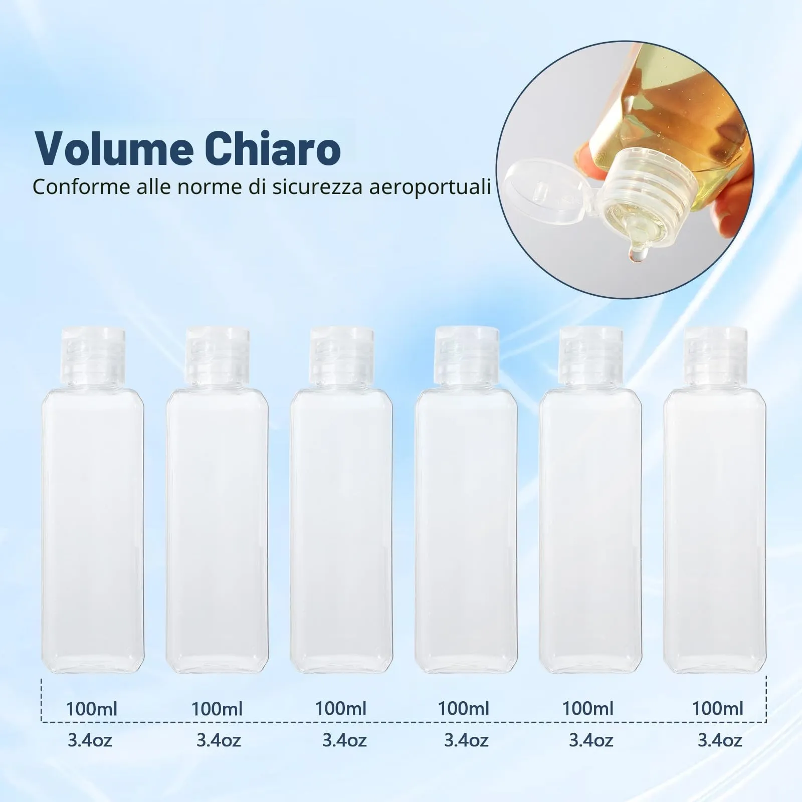 Diboniur Kit Viaggio Liquidi 100 ml, Set 10 Pezzi con Beauty Case - immagine 4