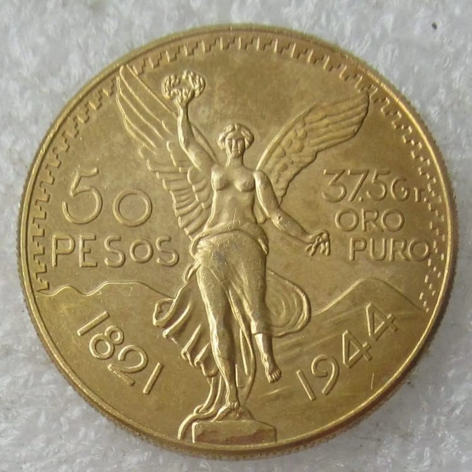 BoodLo Moneta Commemorativa Replica 50 Pesos Messicani, Placcata in Oro, Anno 1944 - immagine 1