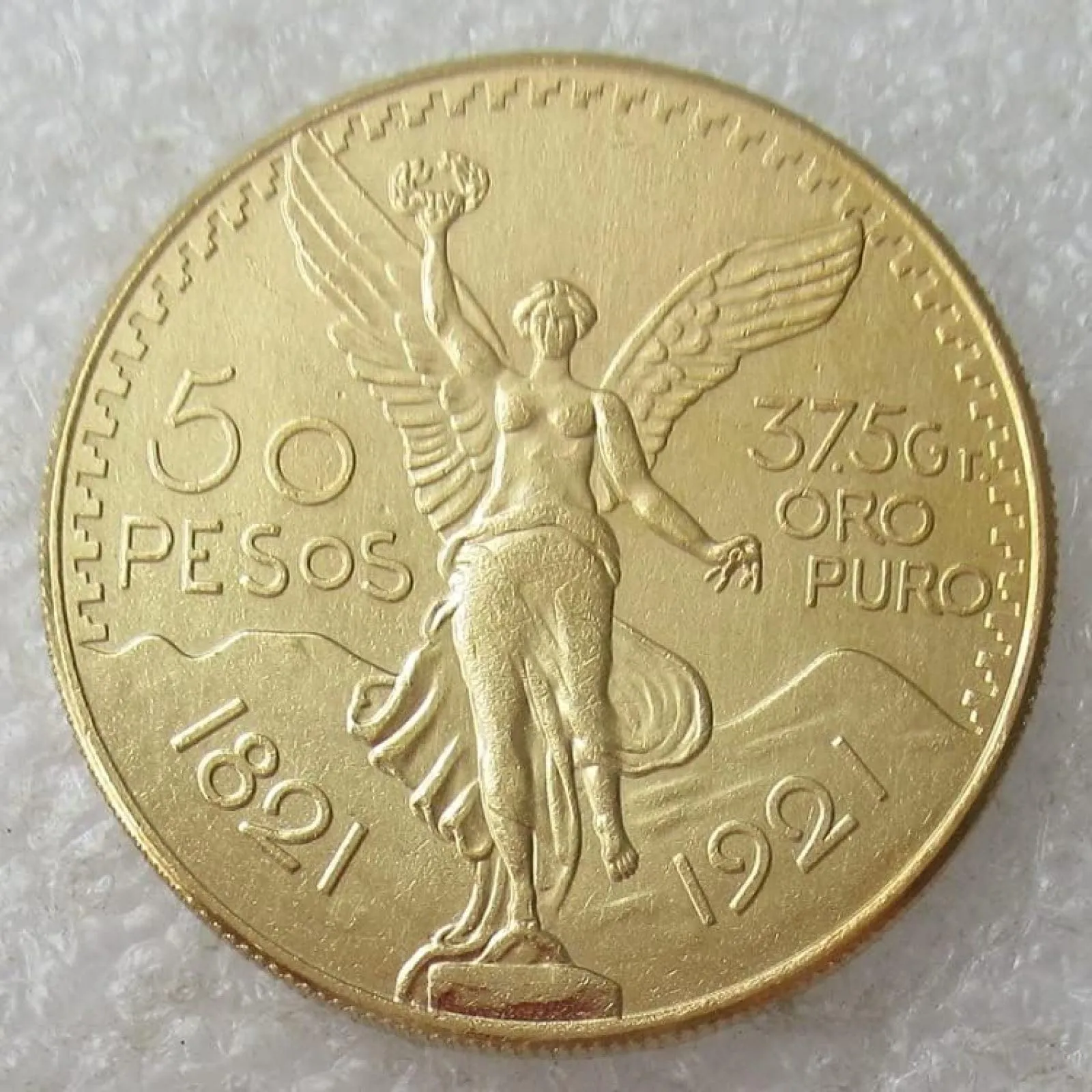 BoodLo Moneta Commemorativa Replica 50 Pesos Messicani, Placcata in Oro, Anno 1944 - immagine 2