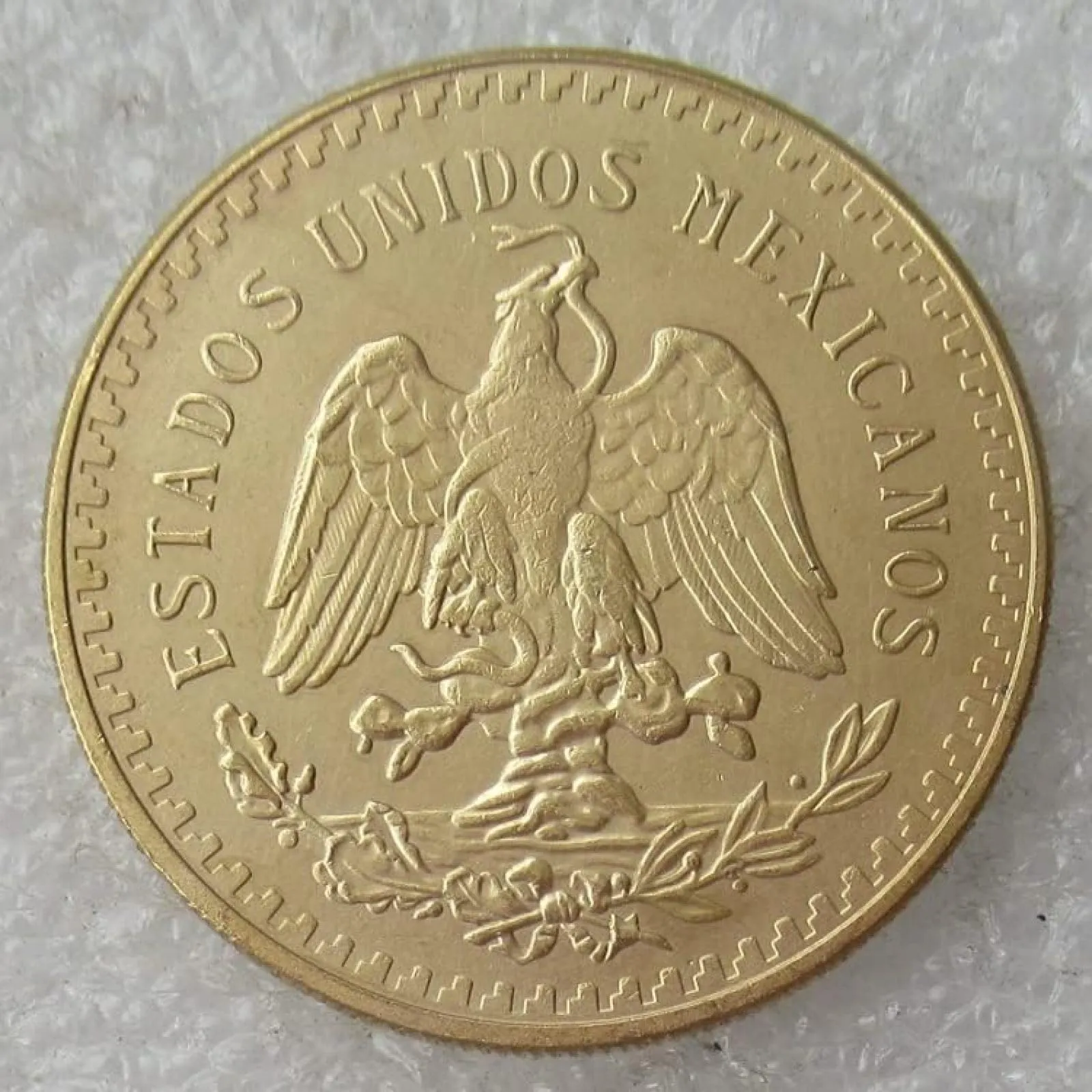 BoodLo Moneta Commemorativa Replica 50 Pesos Messicani, Placcata in Oro, Anno 1944 - immagine 3