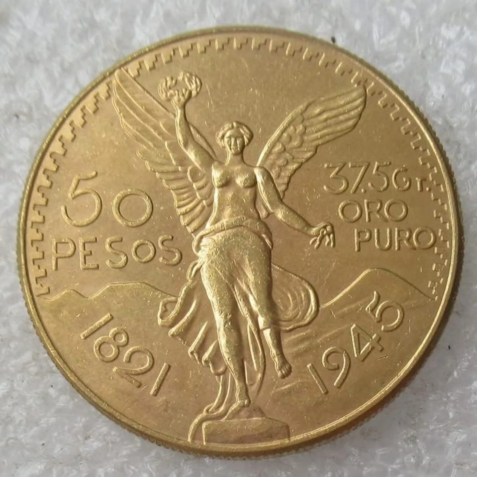 BoodLo Moneta Commemorativa Placcata in Oro, Copia 50 Pesos Messicani, 1945 - immagine 1