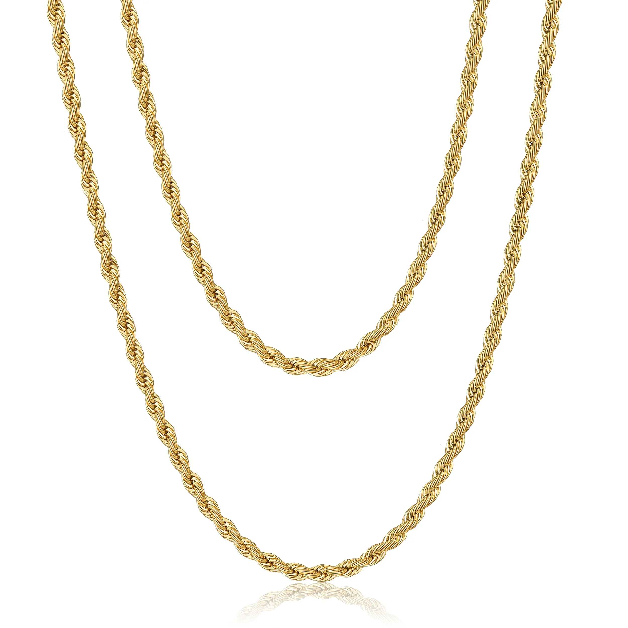 AFSTALR Collana Uomo Maglia Catena Twisted in Acciaio Inossidabile, Oro, 2mm x 60cm - immagine 1