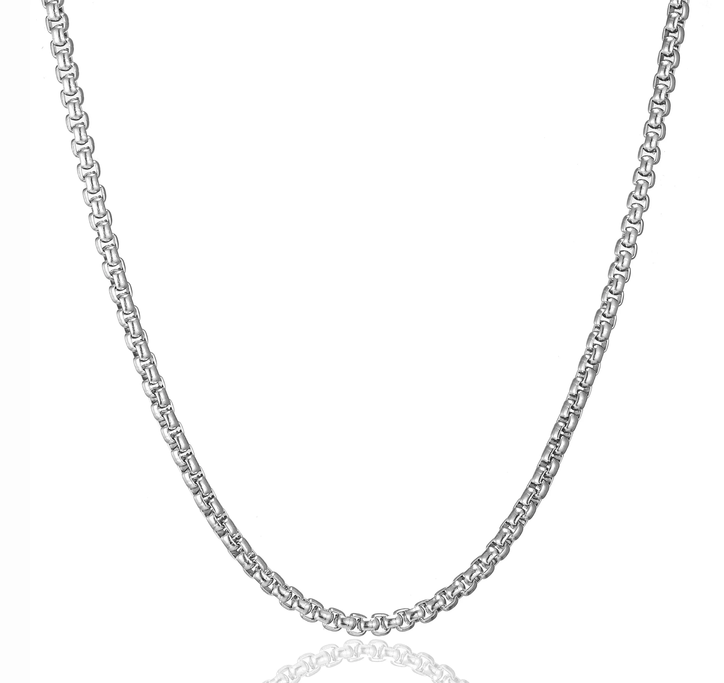 AFSTALR Collana in Acciaio Inossidabile Argento, Maglia Veneziana 3mm, Lunghezza 55cm - immagine 1