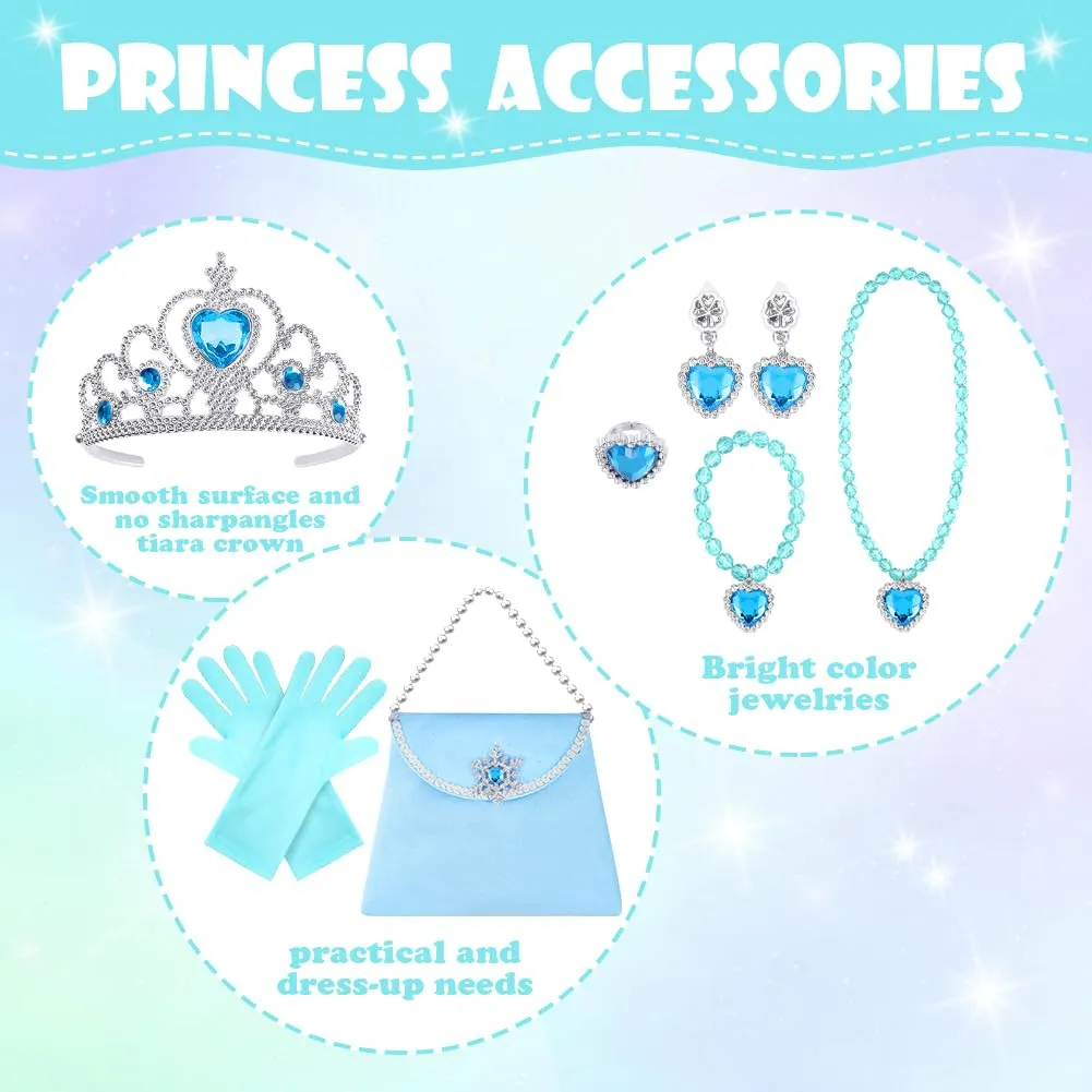 Vicloon Set Mantello da Principessa con 11 Accessori, Paillettes, Blu - immagine 4