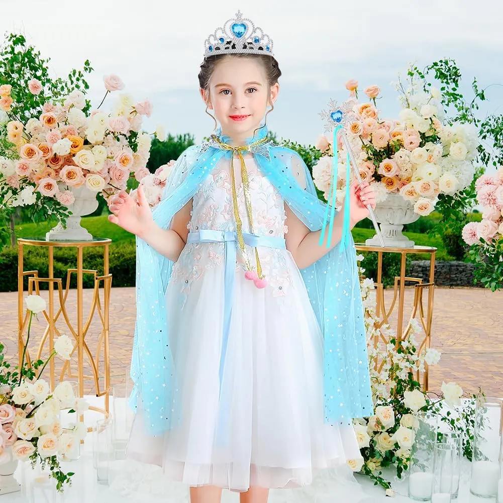 Vicloon Set Mantello da Principessa con 11 Accessori, Paillettes, Blu - immagine 6