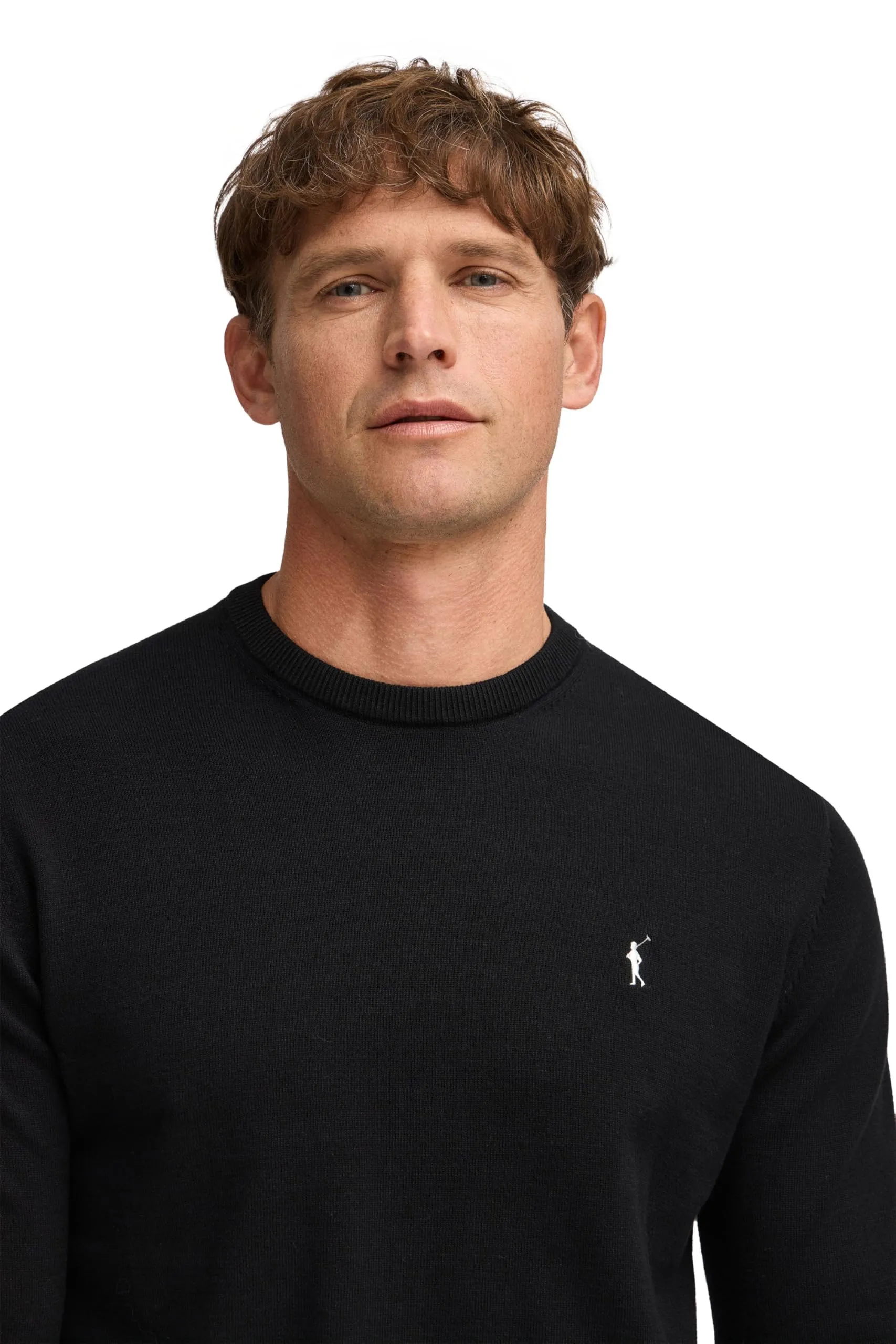 Polo Club Maglione Uomo Basico Nero 100% Cotone con Logo Ricamato - immagine 2