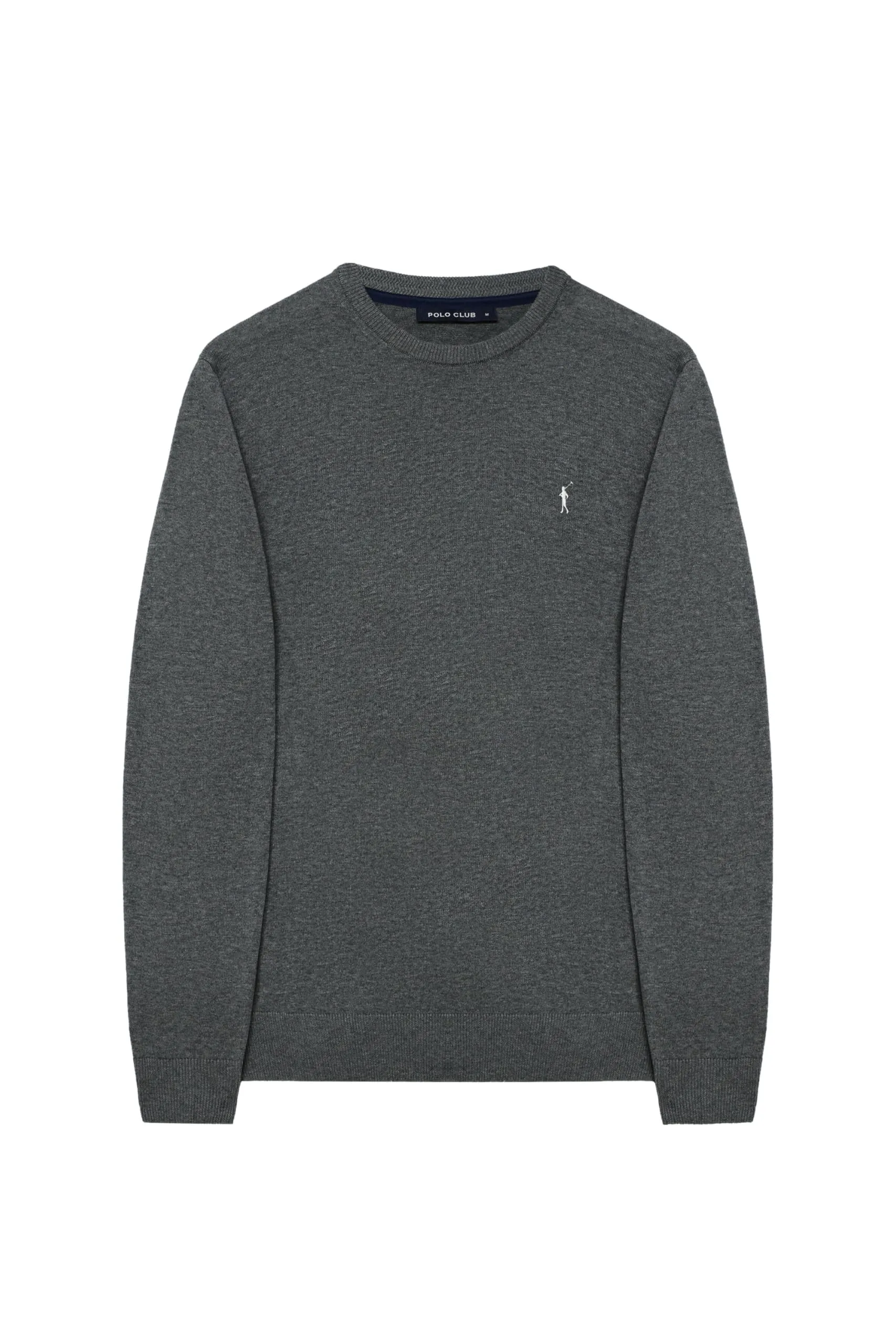 Polo Club Maglione Uomo Basico Grigio 100% Cotone con Logo Ricamato - immagine 4
