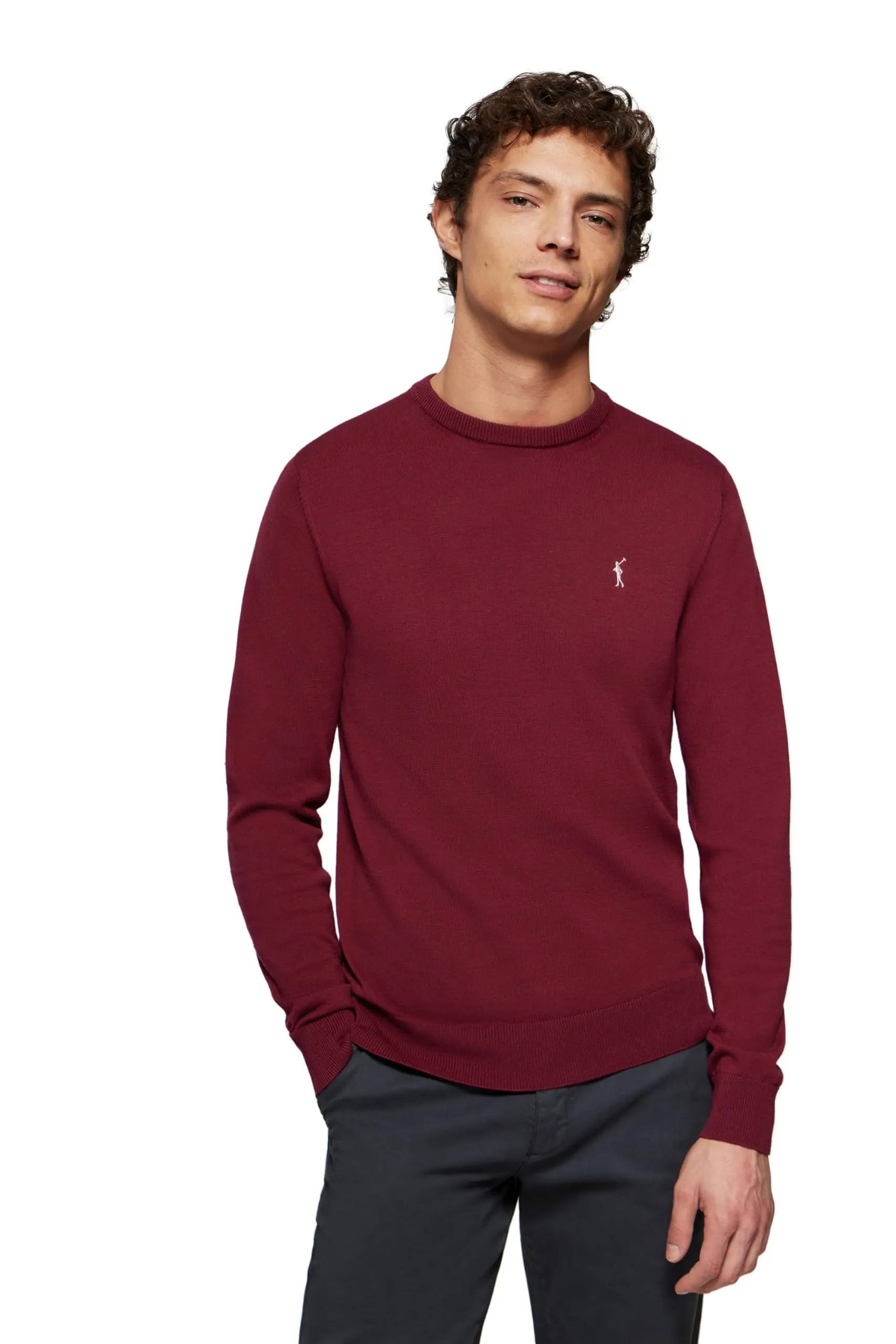Polo Club Maglione Uomo Basico Borgogna 100% Cotone con Logo Ricamato - immagine 1
