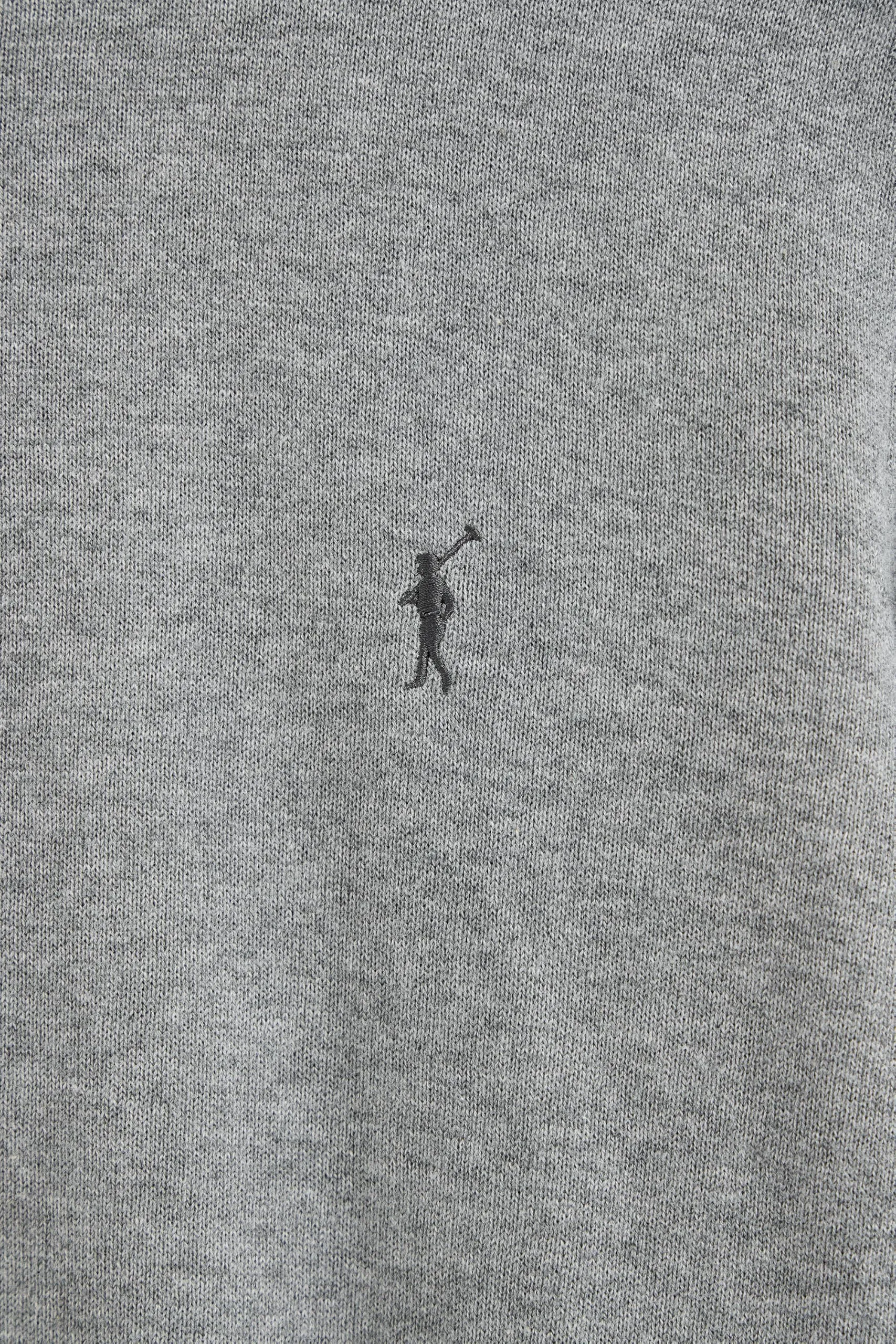 Polo Club Maglione Uomo Basico Grigio 100% Cotone con Logo Ricamato - immagine 5