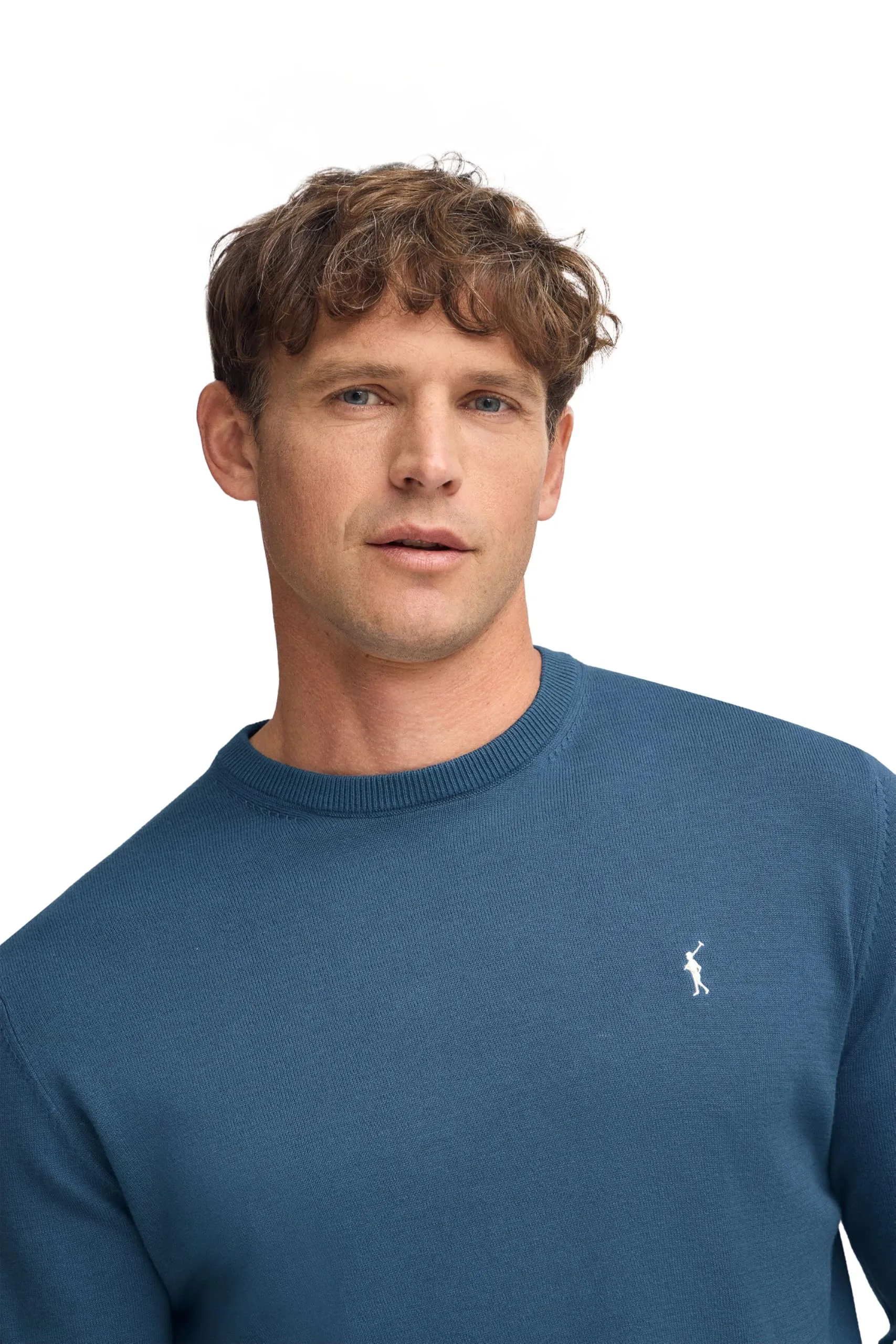 Polo Club Maglione Uomo Basico Blu 100% Cotone con Logo Ricamato - immagine 2