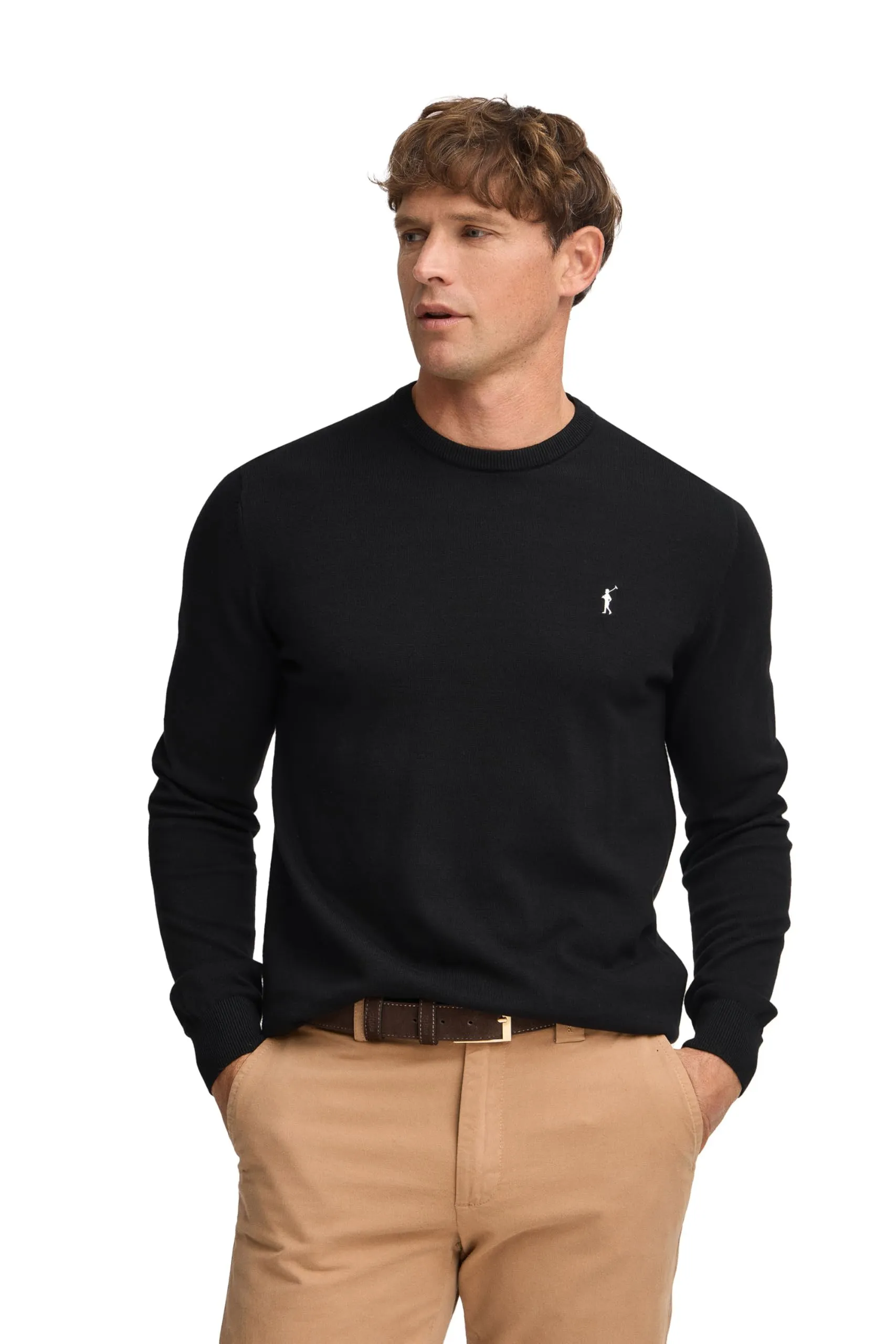 Polo Club Maglione Uomo Basico Nero 100% Cotone con Logo Ricamato - immagine 1