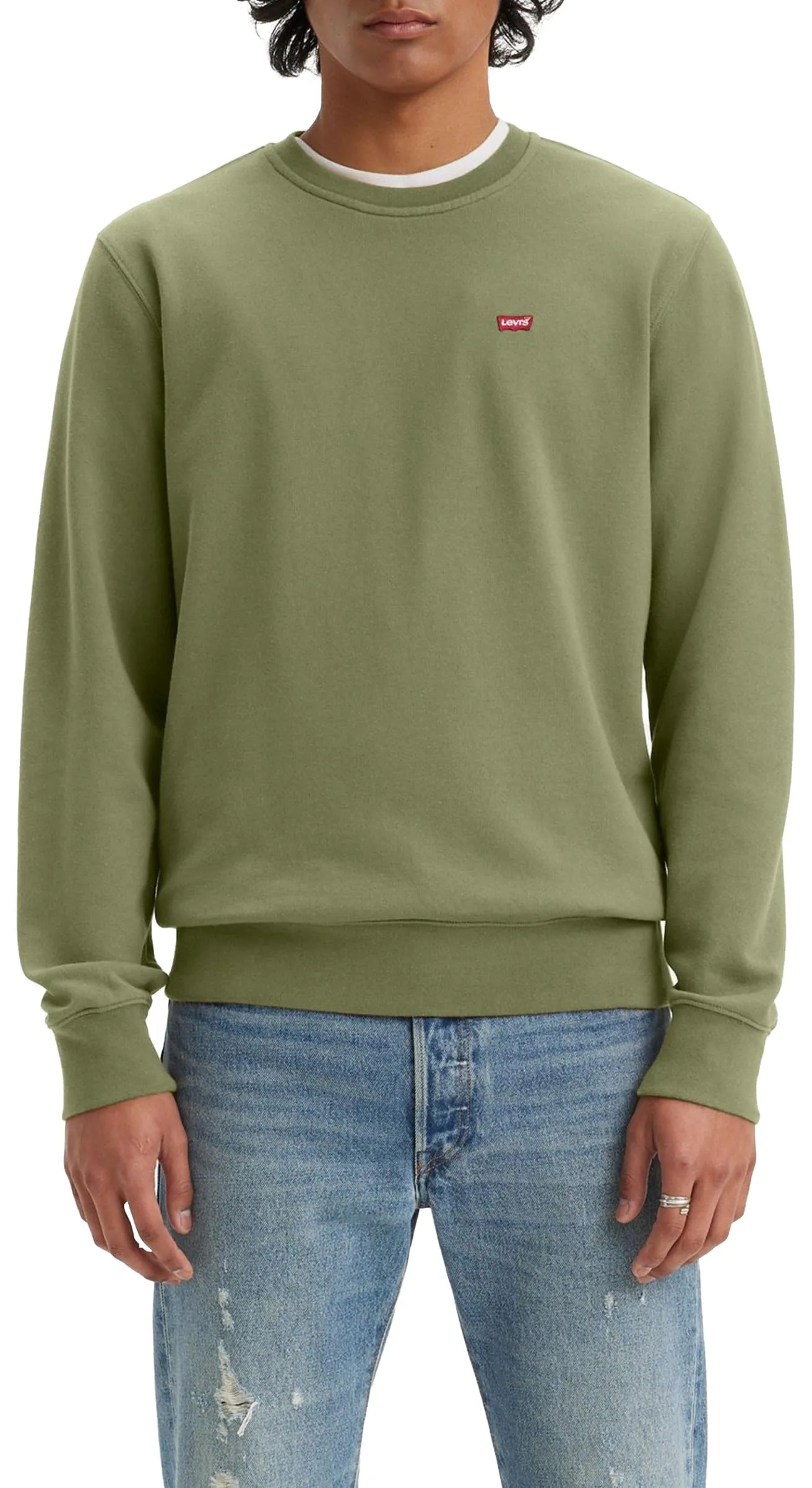 Levi's Crew Felpa Uomo - Moss Olive 0908736 French Terry - S - immagine 3
