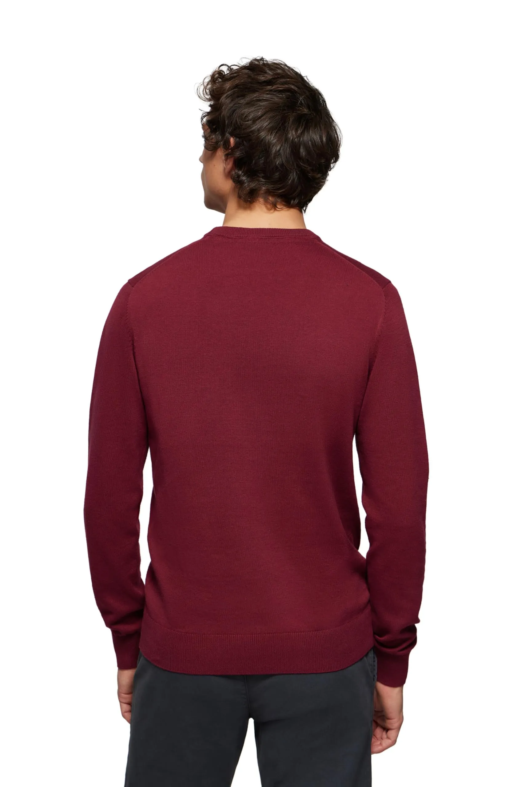 Polo Club Maglione Uomo Basico Borgogna 100% Cotone con Logo Ricamato - immagine 2