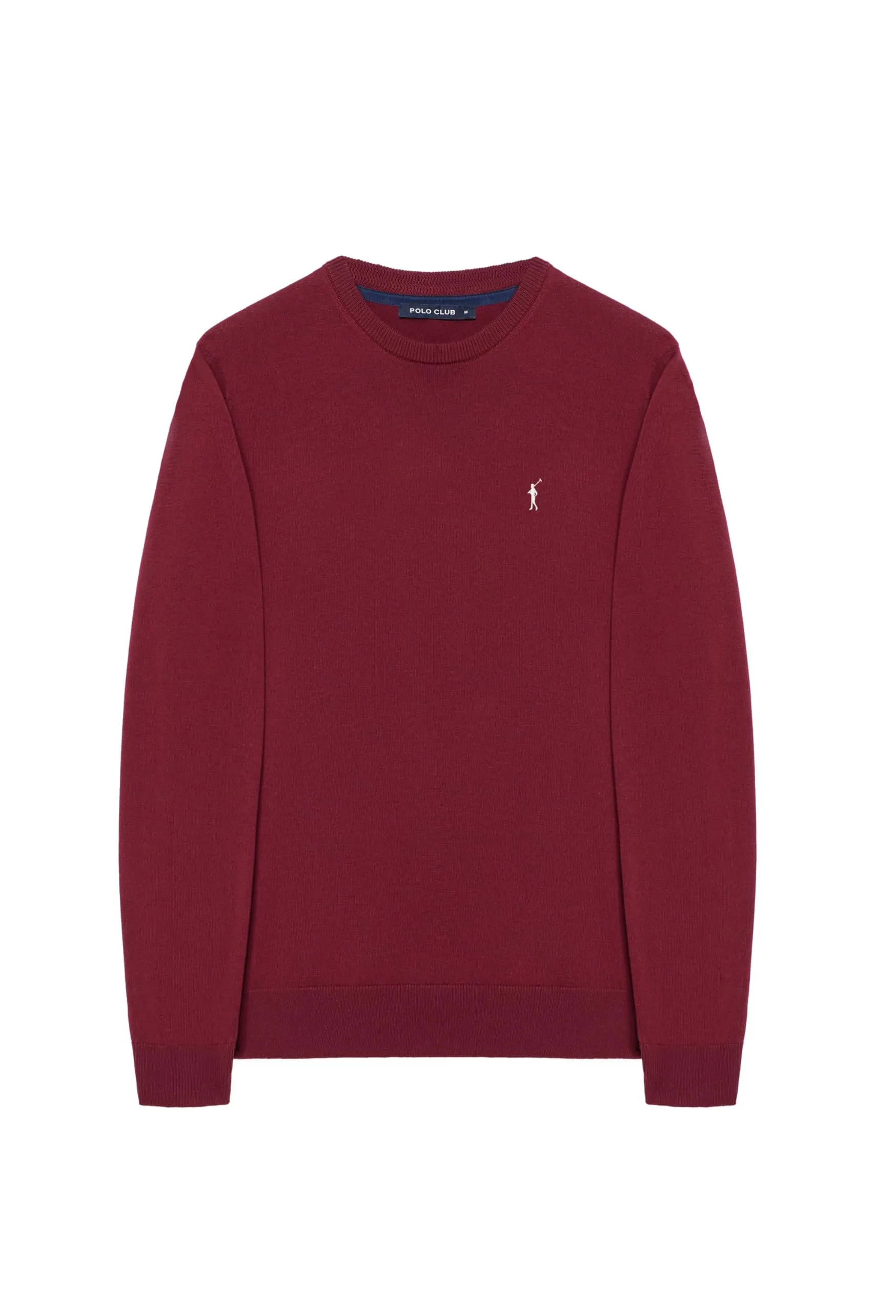 Polo Club Maglione Uomo Basico Borgogna 100% Cotone con Logo Ricamato - immagine 6
