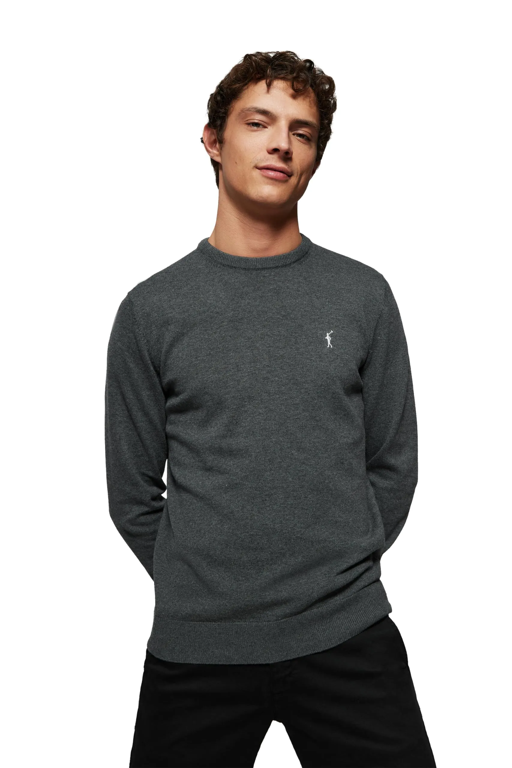 Polo Club Maglione Uomo Basico Grigio 100% Cotone con Logo Ricamato - immagine 1