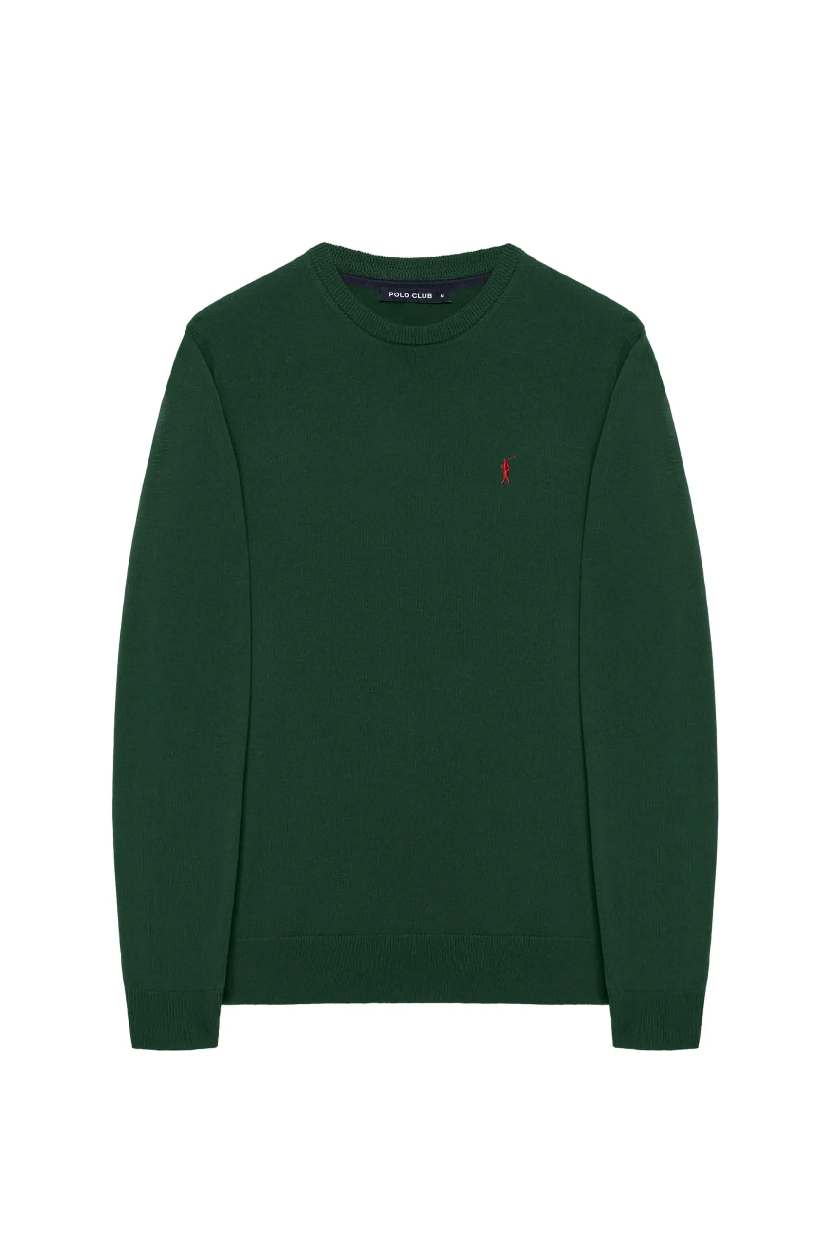 Polo Club Maglione Uomo Basico Verde Bottiglia 100% Cotone con Logo Ricamato - immagine 6