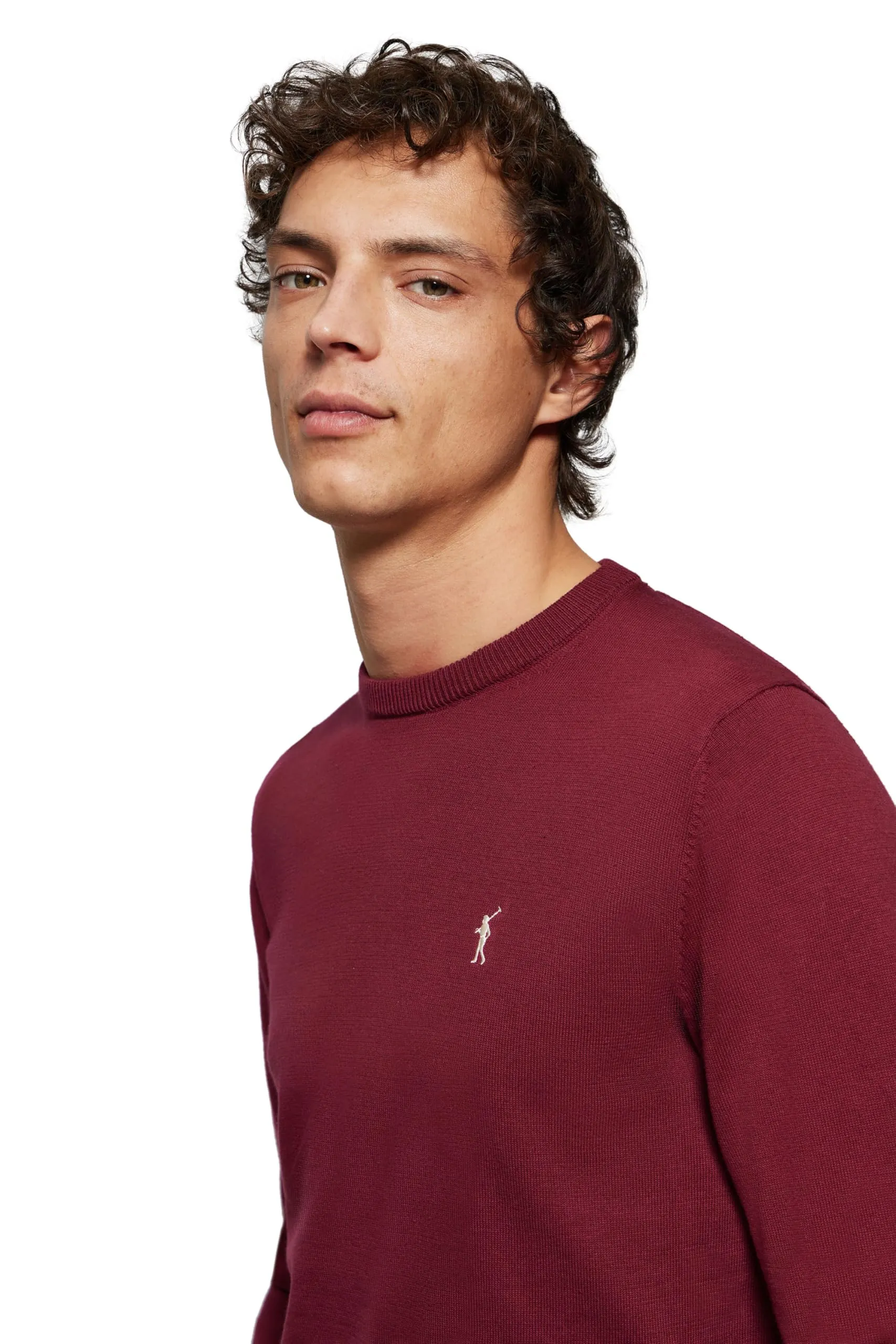 Polo Club Maglione Uomo Basico Borgogna 100% Cotone con Logo Ricamato - immagine 3